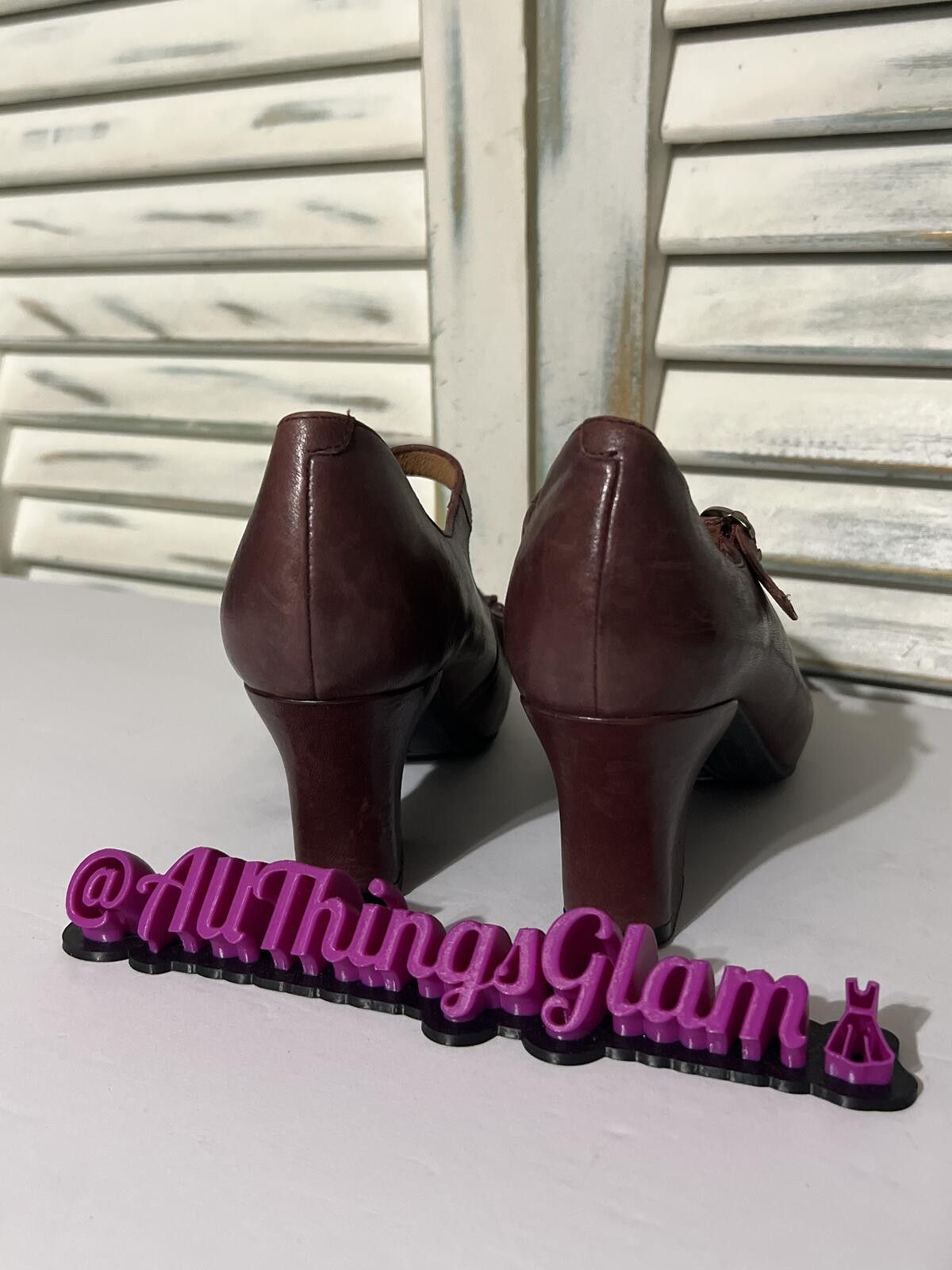 Other Earthies Shipley Merlot Leather Mary Jane Heels Size 7.5 Size US 7 / IT 37 - 5 Thumbnail