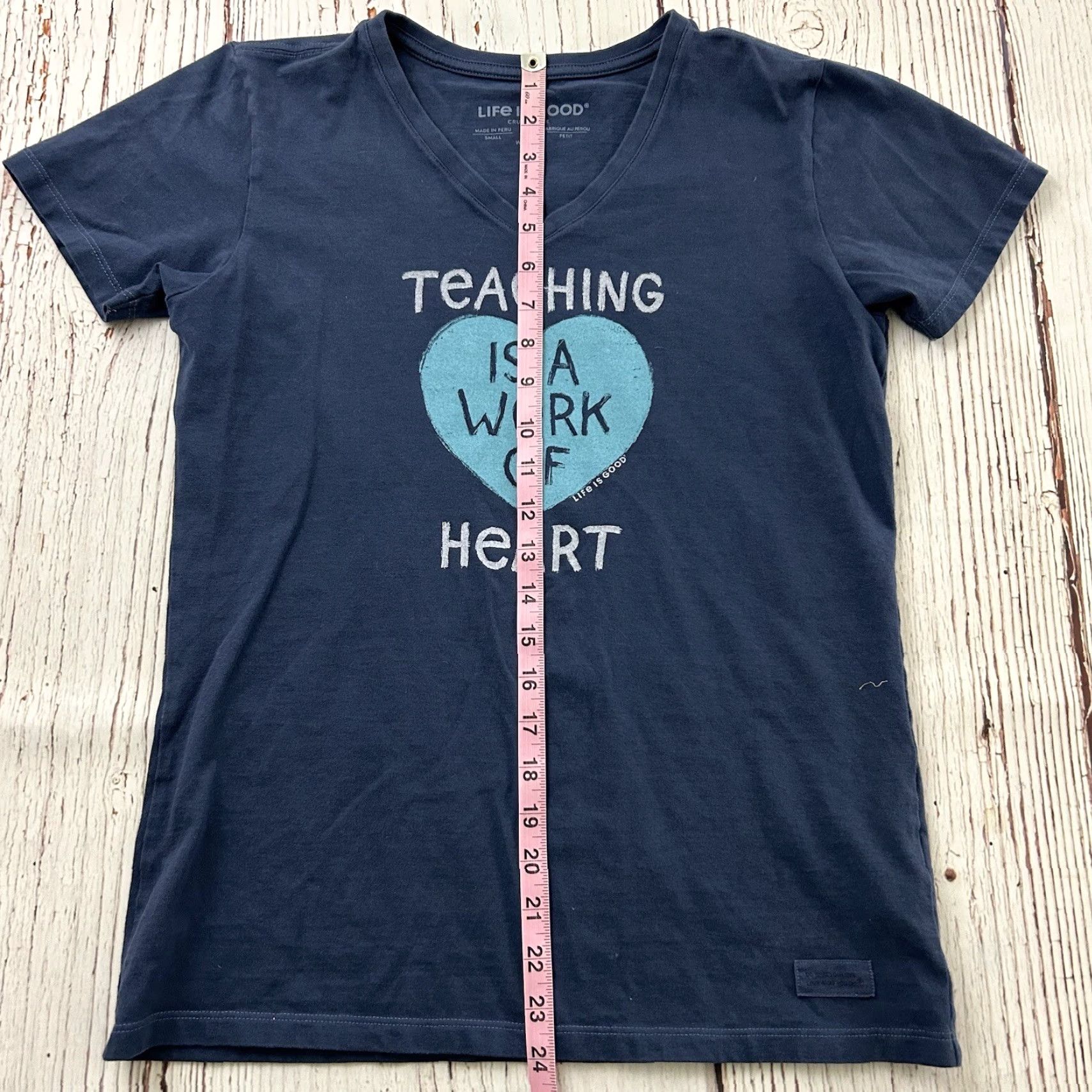 Life is Good Life Is Good Crusher Tee Short Sleeve Women's S Blue Heart Teaching Is A Work Of Heart Shirts Womens S Blue Size 28" / US 6 / IT 42 - 3 Thumbnail