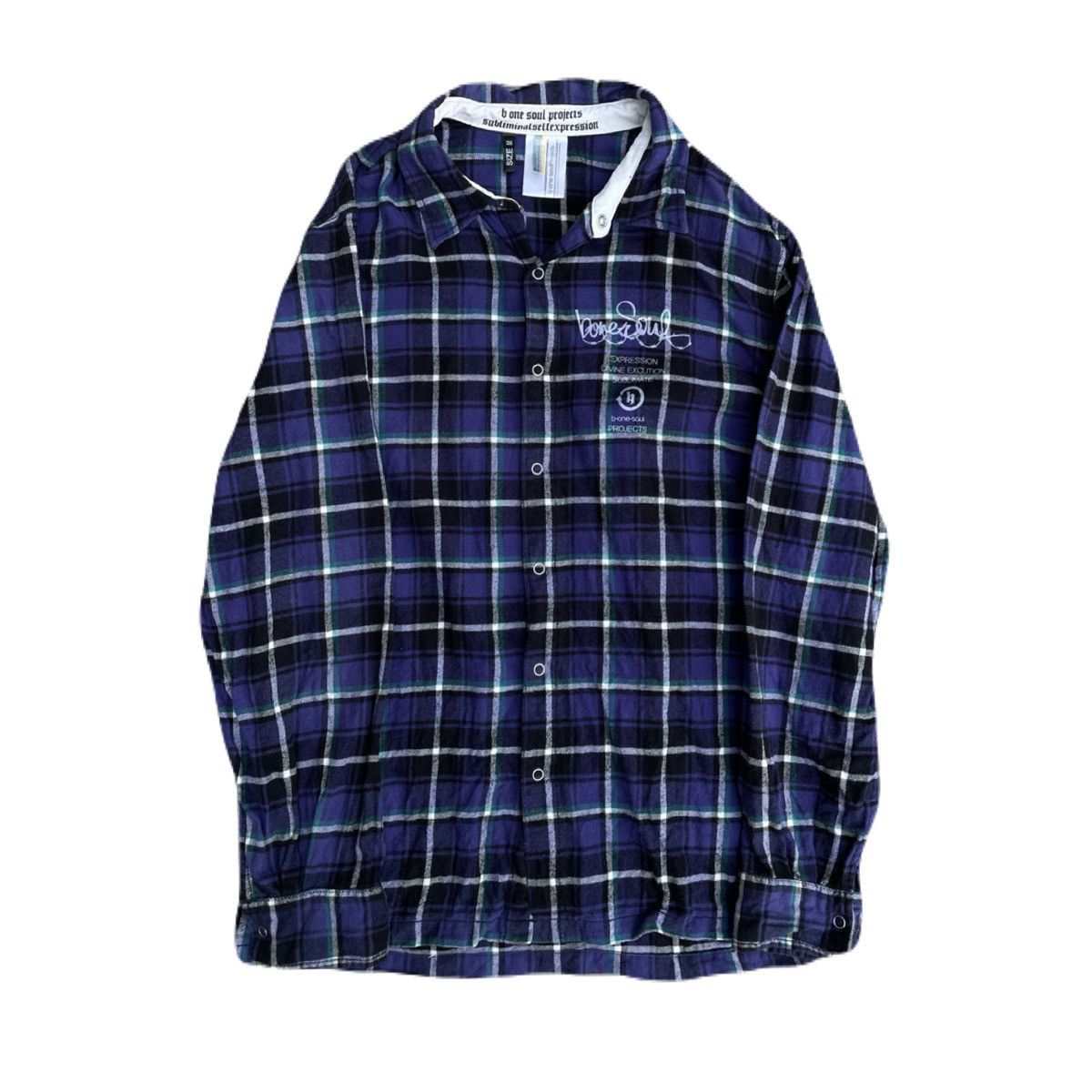 If Six Was Nine 2000s Japanese archive Poem Grafitti Plaid Shirts Vkei Y2K Size US M / EU 48-50 / 2 - 4 Thumbnail
