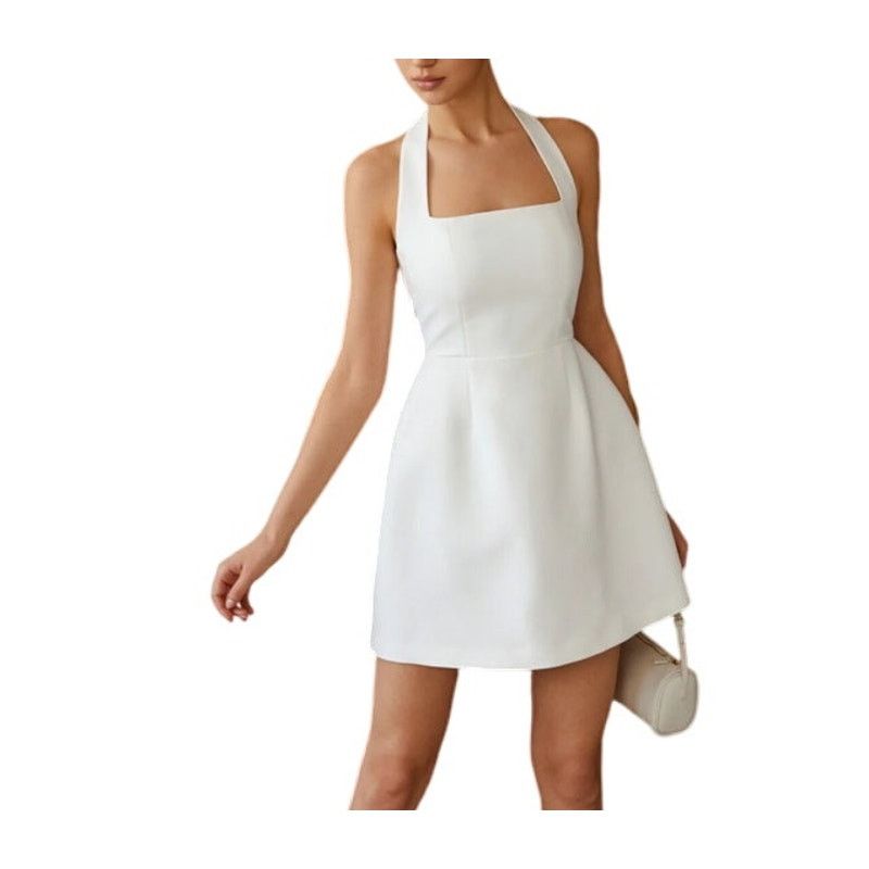Other Commense White Halter Solid Sleeveless Collarless Mini Dress Size XL / US 12-14 / IT 48-50 - 2 Thumbnail