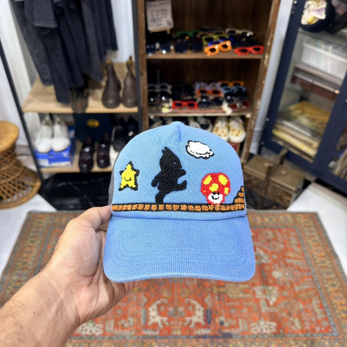 PPFM PPFM Vintage Game Mario Embroidered Mesh Trucker Cap Size ONE SIZE - 1 Thumbnail