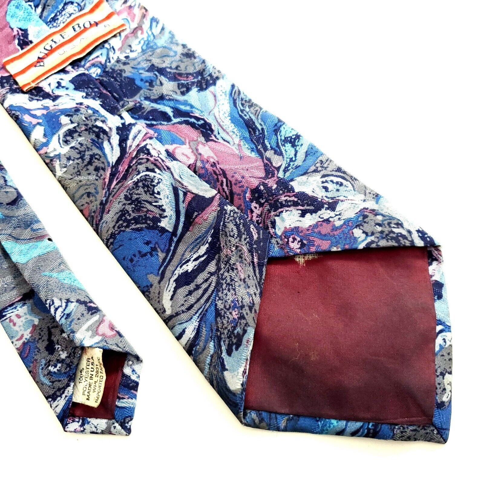 Bugle Boy Bugle Boy USA Floral Print Blue Gray Print Polyester Tie Sho Size ONE SIZE - 5 Thumbnail