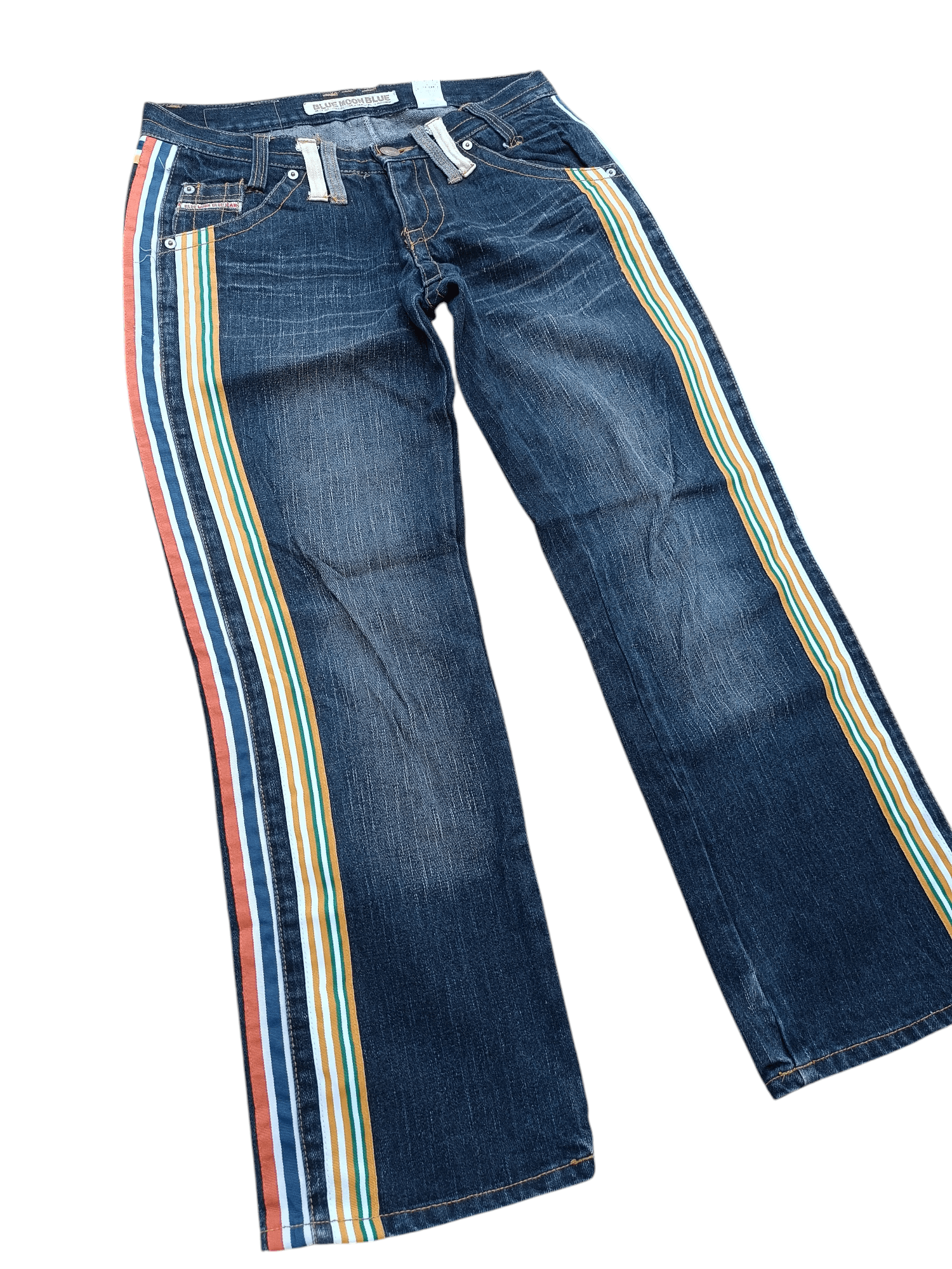 Designer VTG BLUE MOON BLUE SIDE STRIPE EMBROIDERY STYLE DESIGN DENIM Size US 30 / EU 46 - 3 Thumbnail