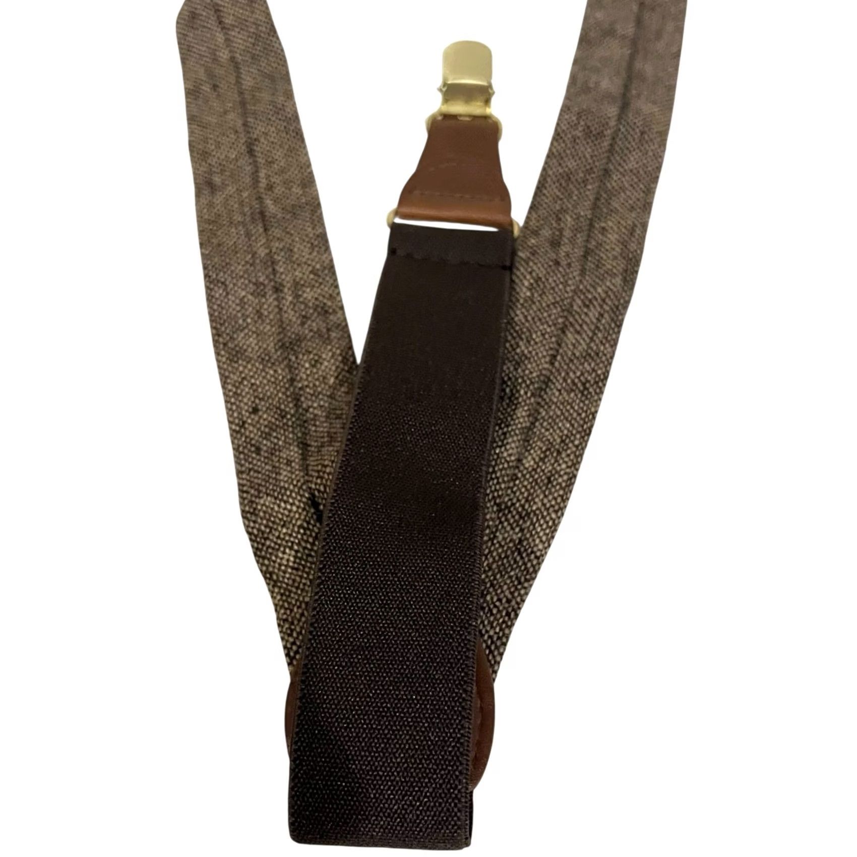 Vintage Gillmons Suspender Unisex Brown Tweed Clip Braces Adjustable Stretch Y Back Mens Size ONE SIZE - 4 Thumbnail