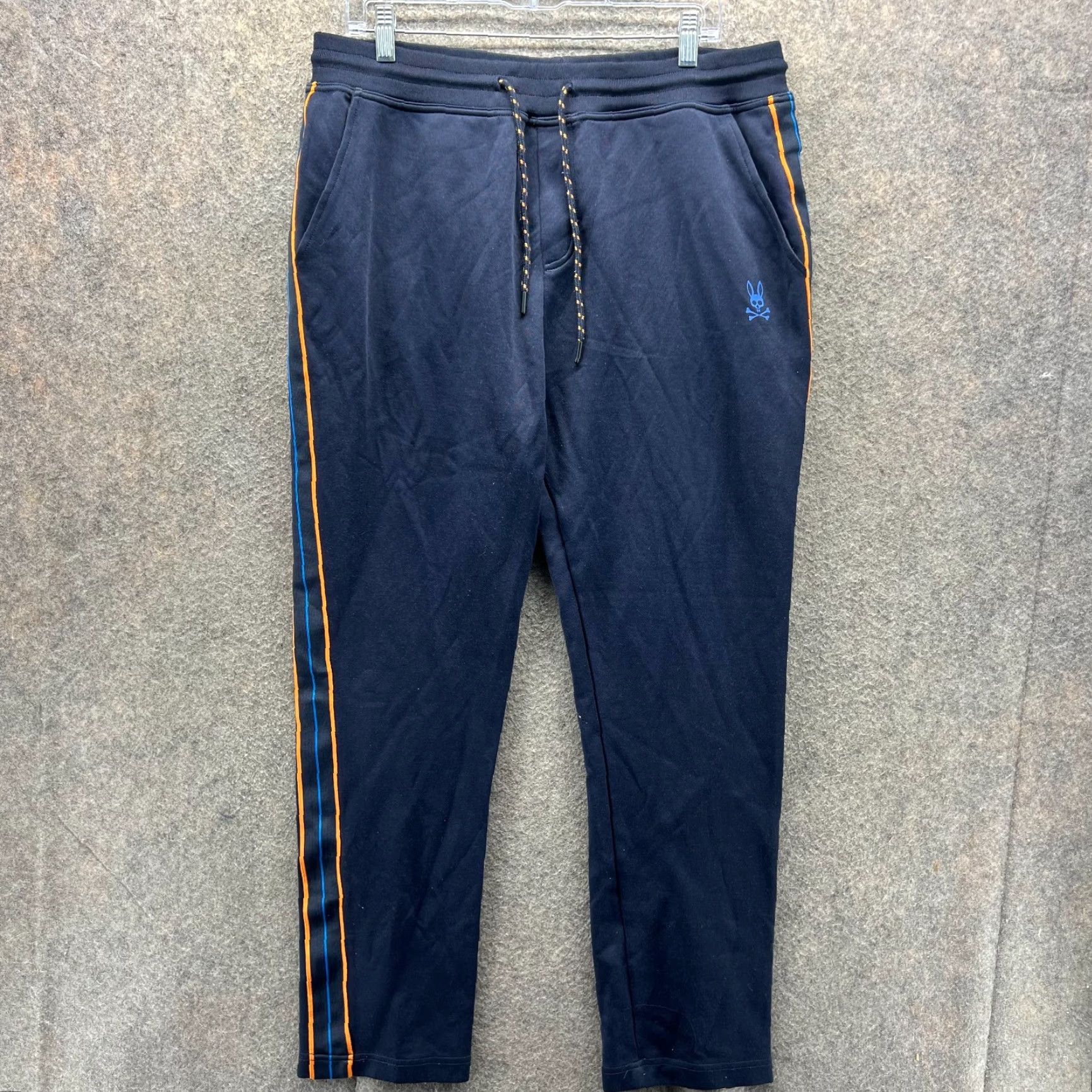Psycho Bunny Psycho Bunny Pants Mens Large Navy Cotton Blend Joggers Sweatpants Logo Stripes Size US 33 - 2 Thumbnail