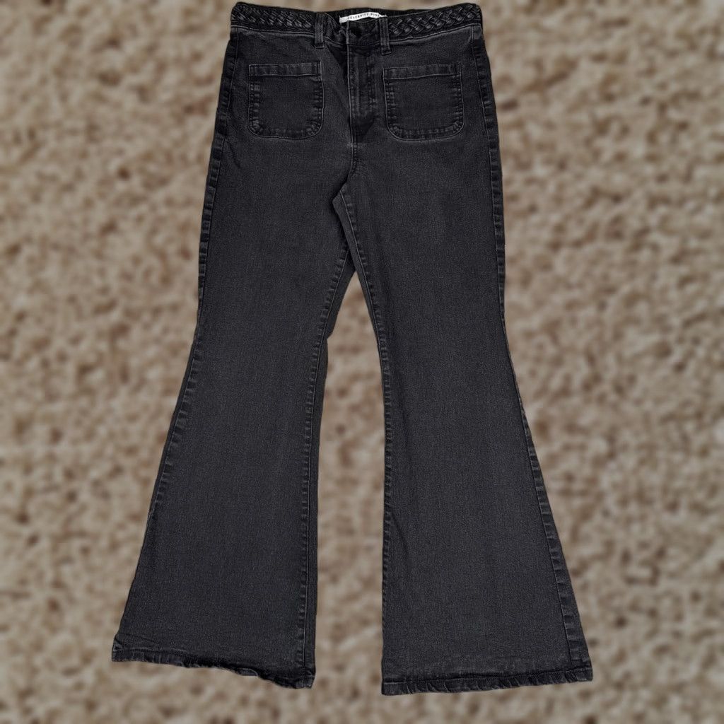 Vintage Celebrity Pink Jeans Juniors 15/32 Flare Denim Gray Charcoal Stretch 30x30 Size 36" / US 14 / IT 50 - 1 Thumbnail