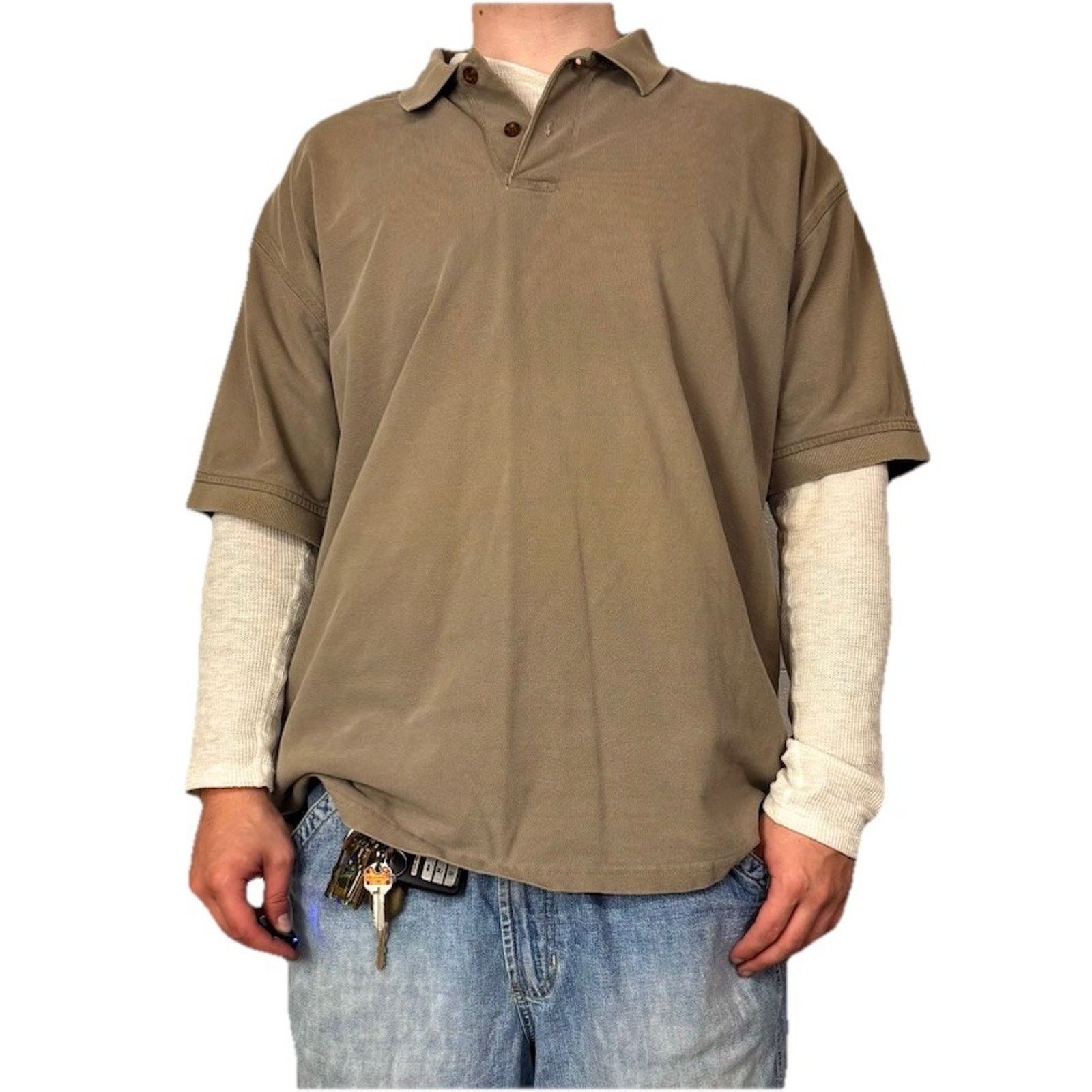 Vintage Vintage 90s Woolrich Men's Beige Short Sleeve Polo Size XL Size US XL / EU 56 / 4 - 2 Thumbnail