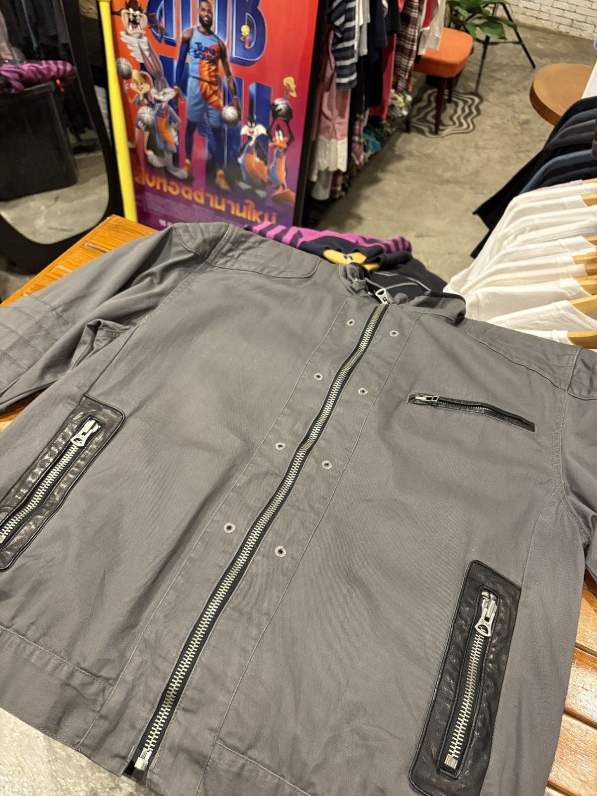 Nautica Vintage Y2K Nautica Charcoal Quilted Moto Jacket Size US XL / EU 56 / 4 - 7 Thumbnail