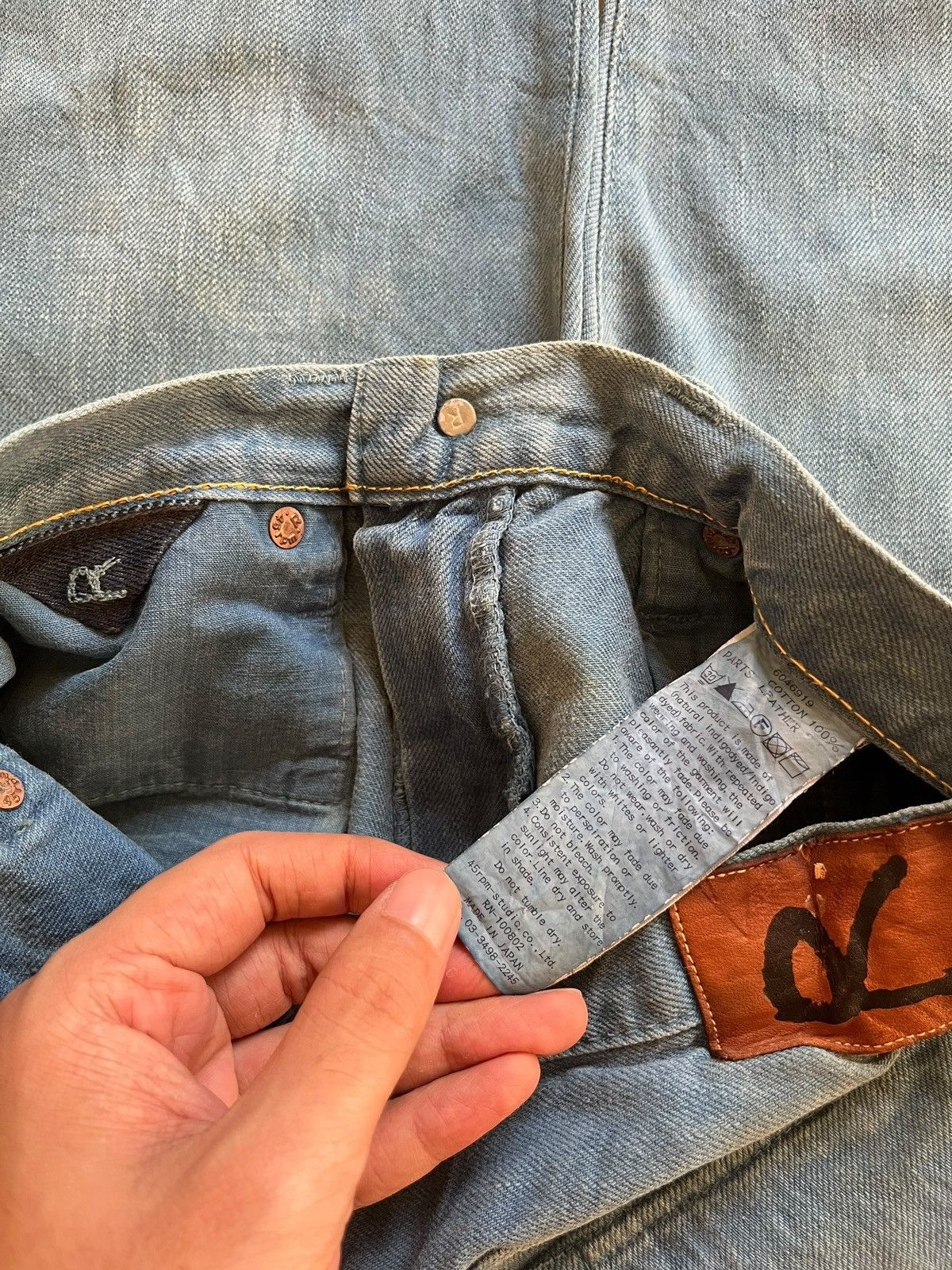 45rpm × Japanese Brand Vintage 45Rpm Selvedge Light Blue Sky Distressed Jeans Size US 30 / EU 46 - 11 Thumbnail