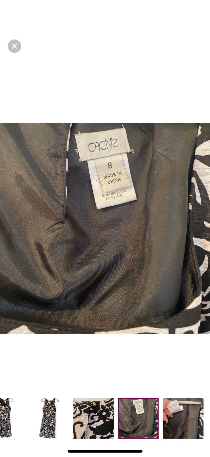 Other 100% Silk Cocktail Dress 8 | Fit & Flare Black & Silver Size M / US 6-8 / IT 42-44 - 5 Thumbnail