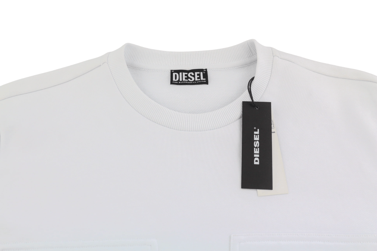 Diesel S-GIRDUK L White Patch Pocket Crew Neck Sweatshirt 40354 Size US L / EU 52-54 / 3 - 4 Thumbnail