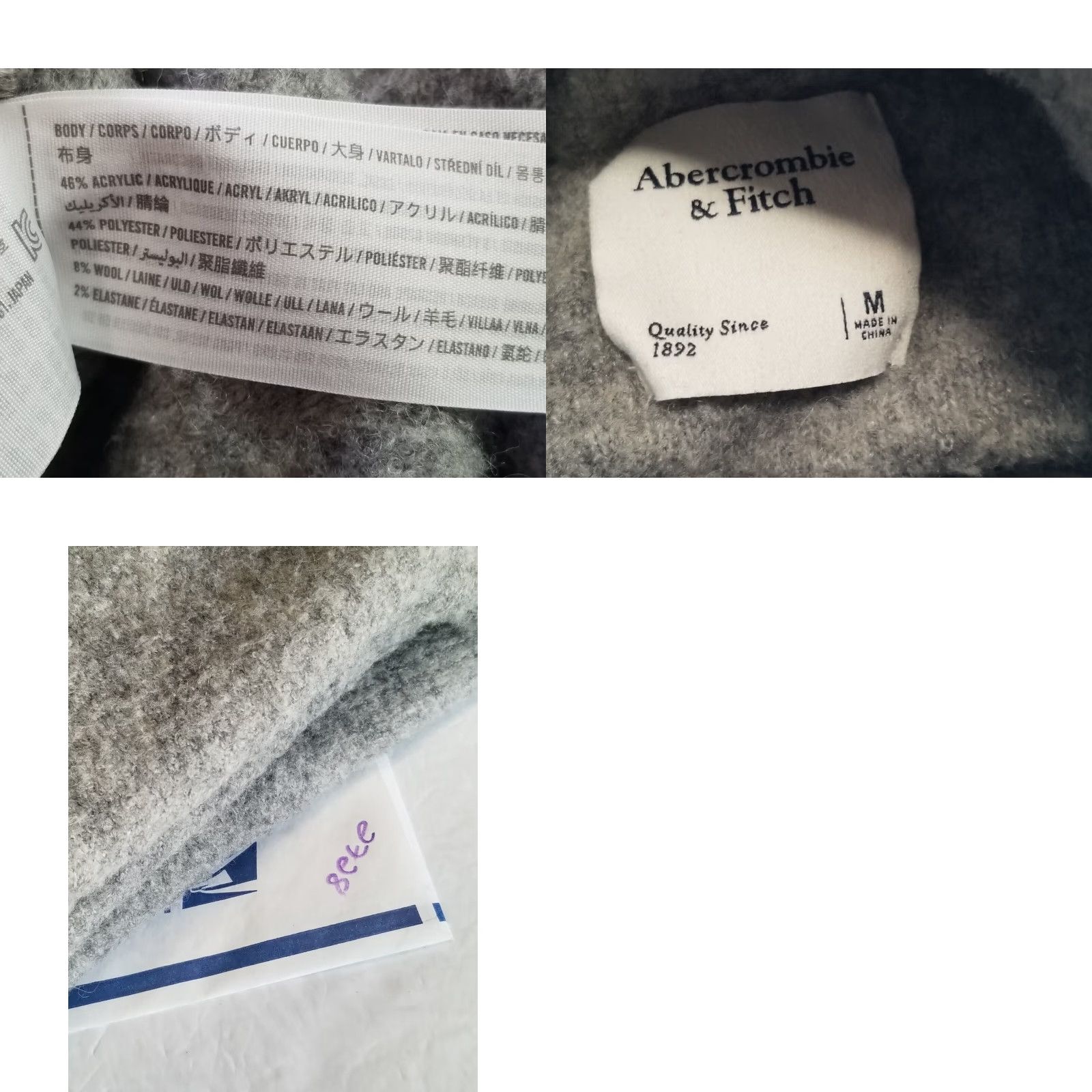 Abercrombie & Fitch Abercrombie & Fitch Sweater Women Pullover Size M Gray Beige Cowl Neck Knit Long Sleeve VINTAGE? No (remove) Size M / US 6-8 / IT 42-44 - 8 Thumbnail