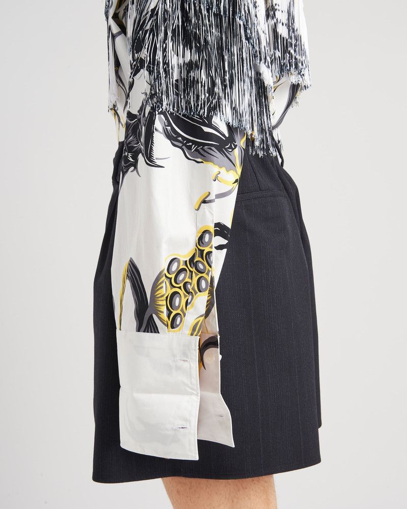 o1mt1gz0226 Printed Cotton Shirt With Fringe in Multicolor