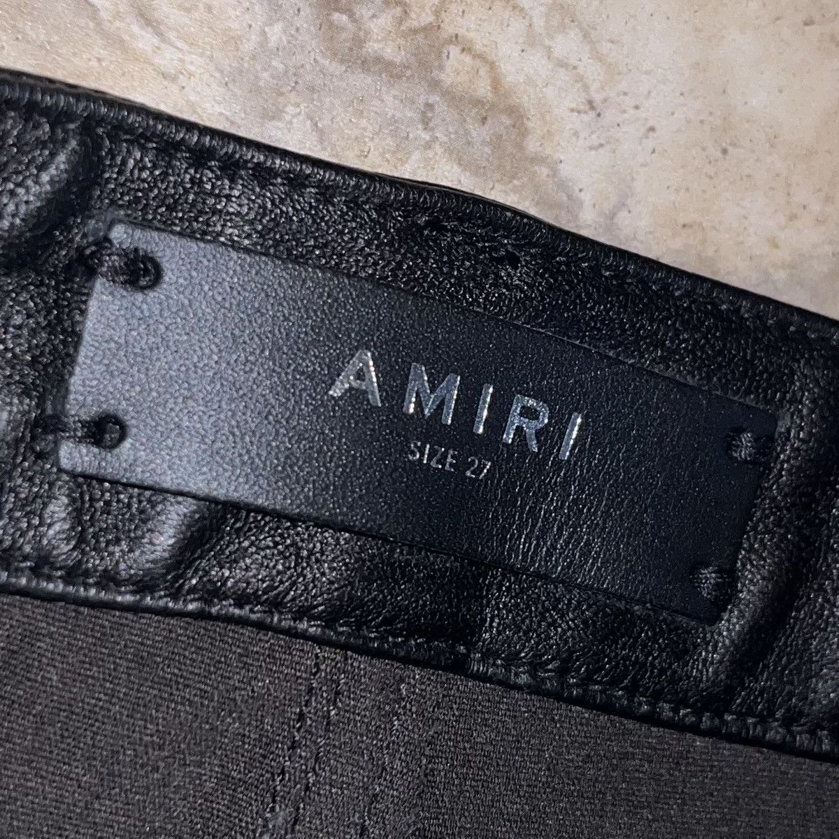 Amiri AMIRI Women’s Leather Crop Flare Jeans Indigo Distressed 27 Size 28" / US 6 / IT 42 - 7 Thumbnail