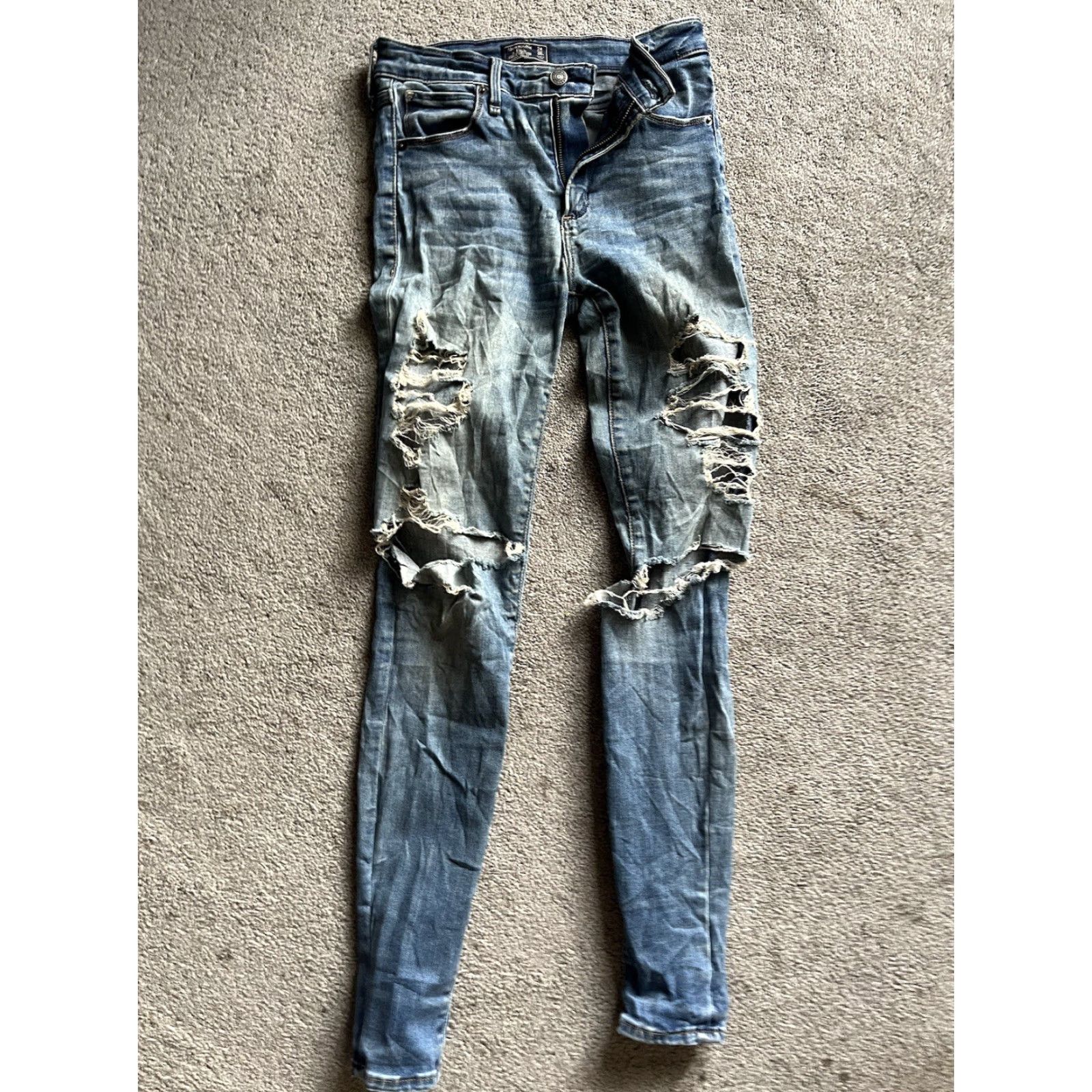 Abercrombie & Fitch VINTAGE Abercrombie & Fitch Jeans Women 00 Blue Distressed High Rise Super Skinny Ankle 5-Pocket Size 24" / US 00 / IT 34 - 3 Thumbnail