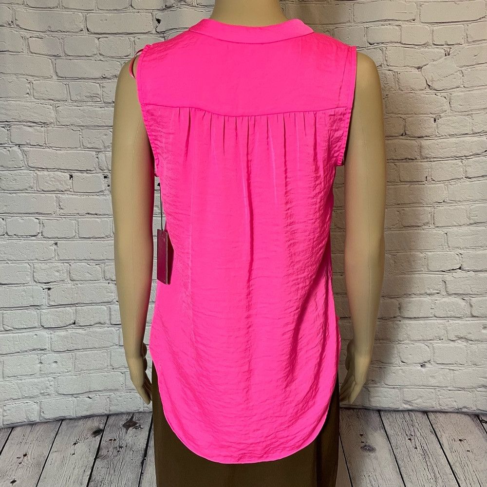 Vince Camuto NWT New Vince Camuto Pink Rumpled Satin Sleeveless Blouse S Size XS / US 0-2 / IT 36-38 - 4 Thumbnail