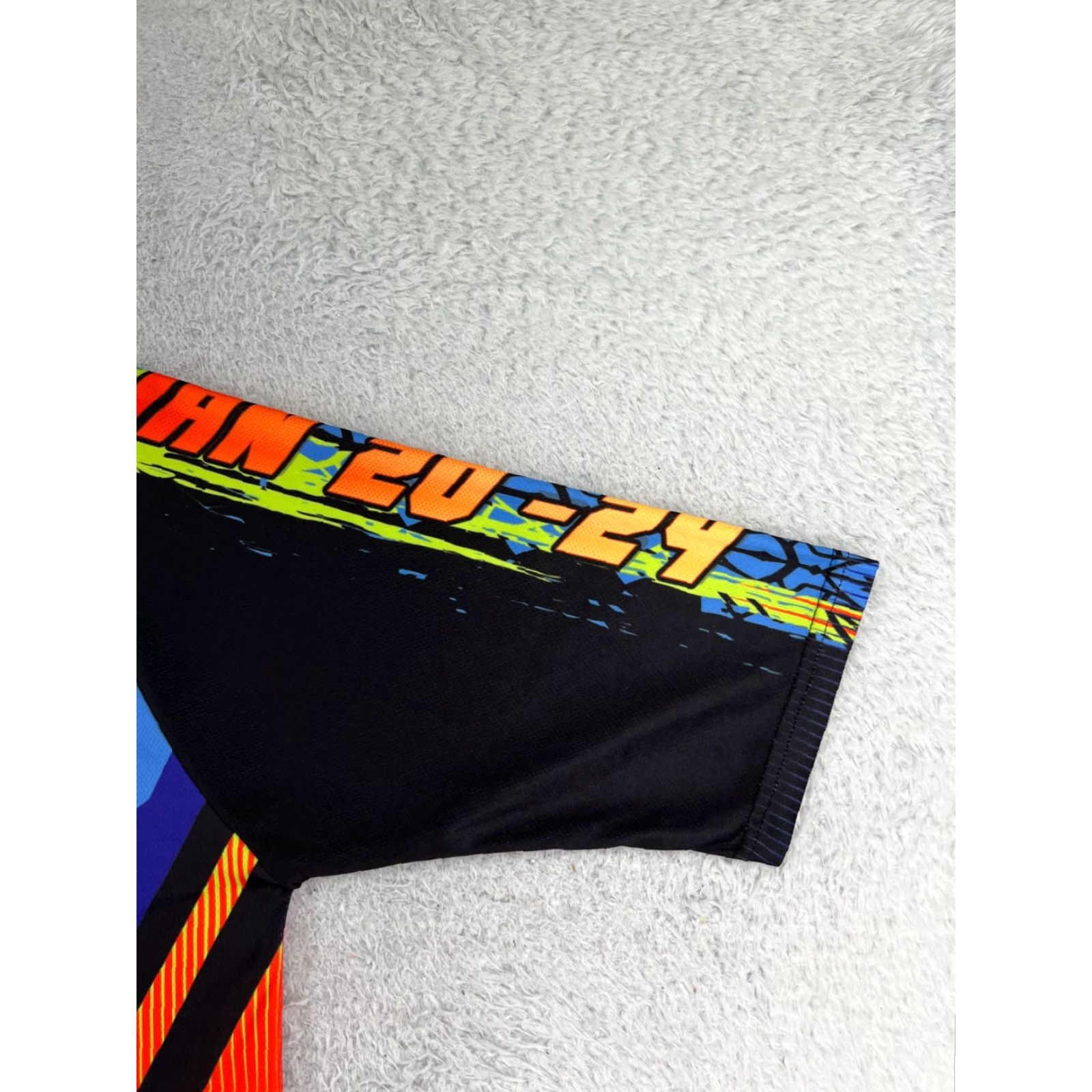 Vintage Guys Jersey Mens Large Blue Orange MX BMX Short Sleeve V-Neck Polyester Shirt Adult Large Orange Jersey logo Size US L / EU 52-54 / 3 - 5 Thumbnail