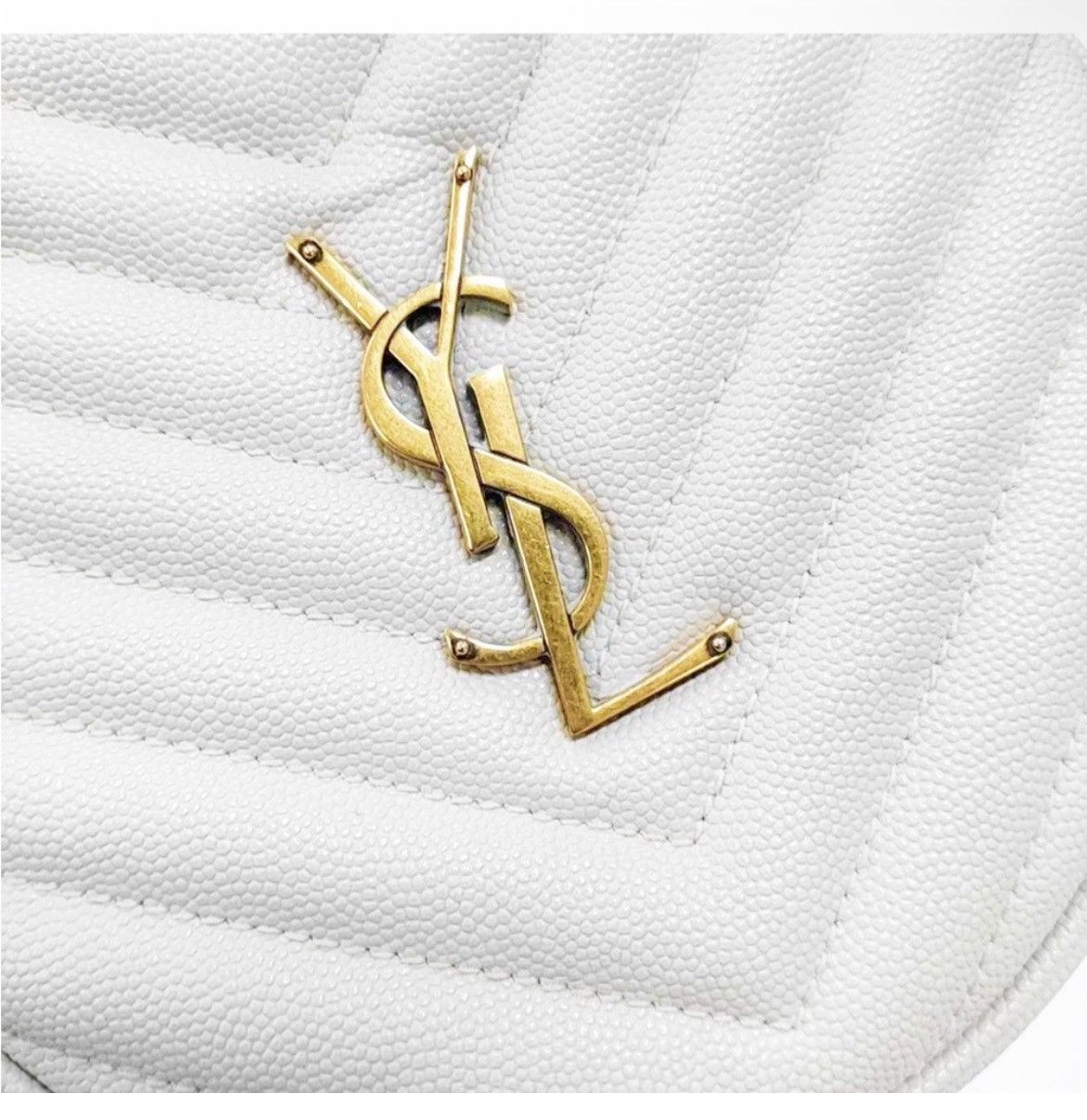Saint Laurent Paris Auth Saint Laurent New Ivory Round Chevron YSL Crossbody Bag Size ONE SIZE - 4 Thumbnail