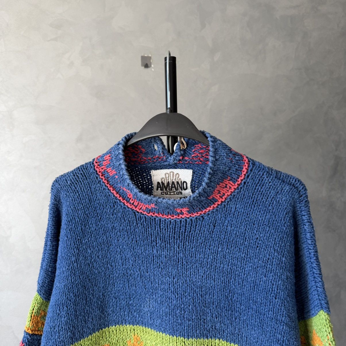 Handmade Amano Mock Neck Folklore Patterned Knit sweater Size US M / EU 48-50 / 2 - 7 Thumbnail