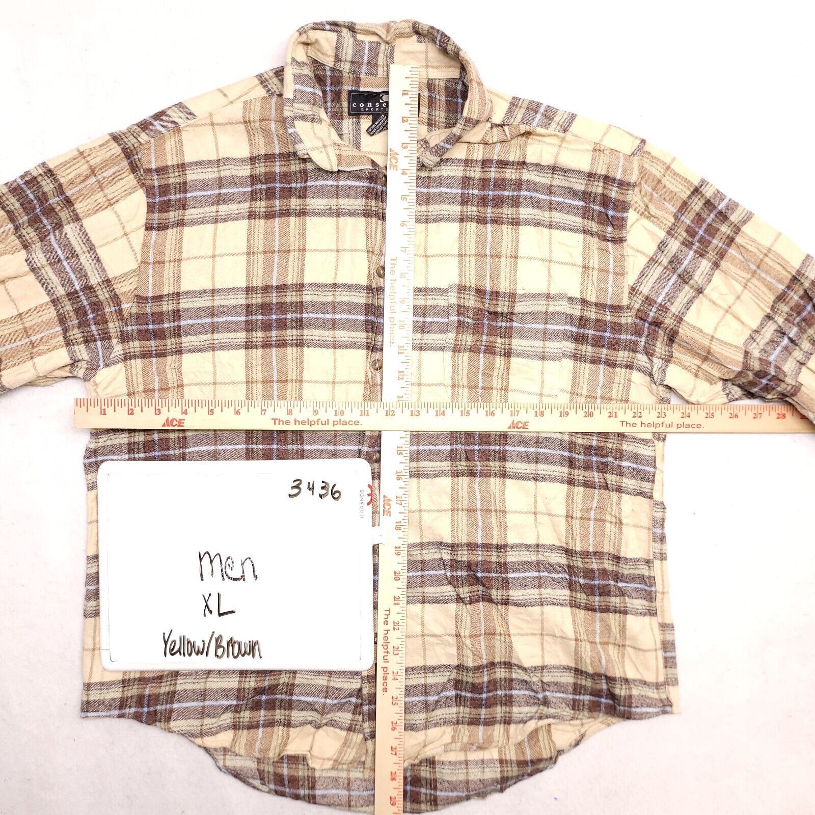 Consensus Sportswear Consesus Tartan Flannel Shirt Men Size Extra Large XL Yellow Size US XL / EU 56 / 4 - 6 Thumbnail