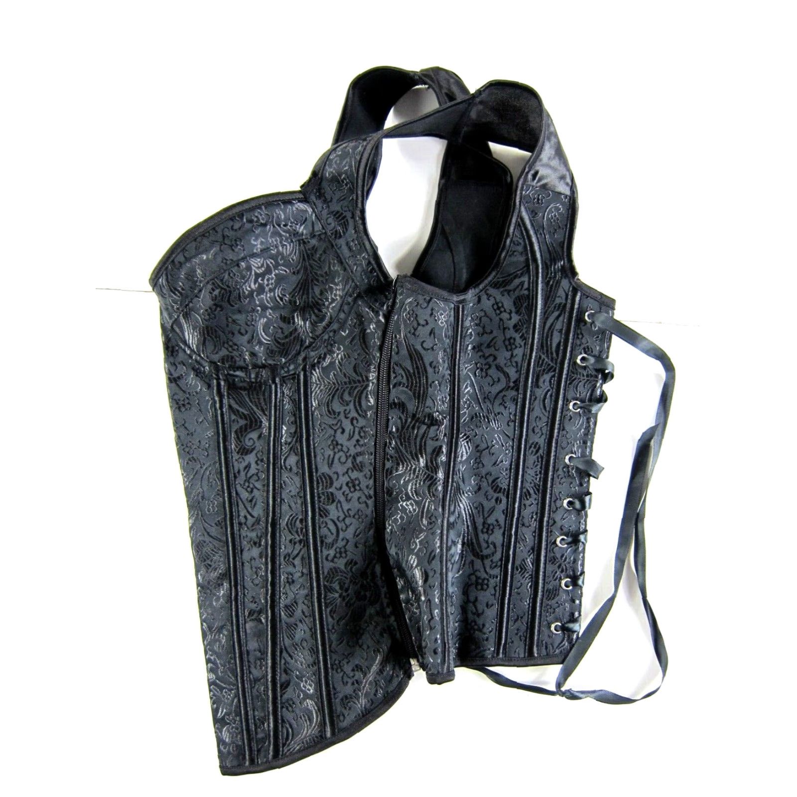 Vintage VINTAGE Black Floral Boned Underwire Lace Up Corset Bustier Top Women Medium Size M / US 6-8 / IT 42-44 - 6 Thumbnail