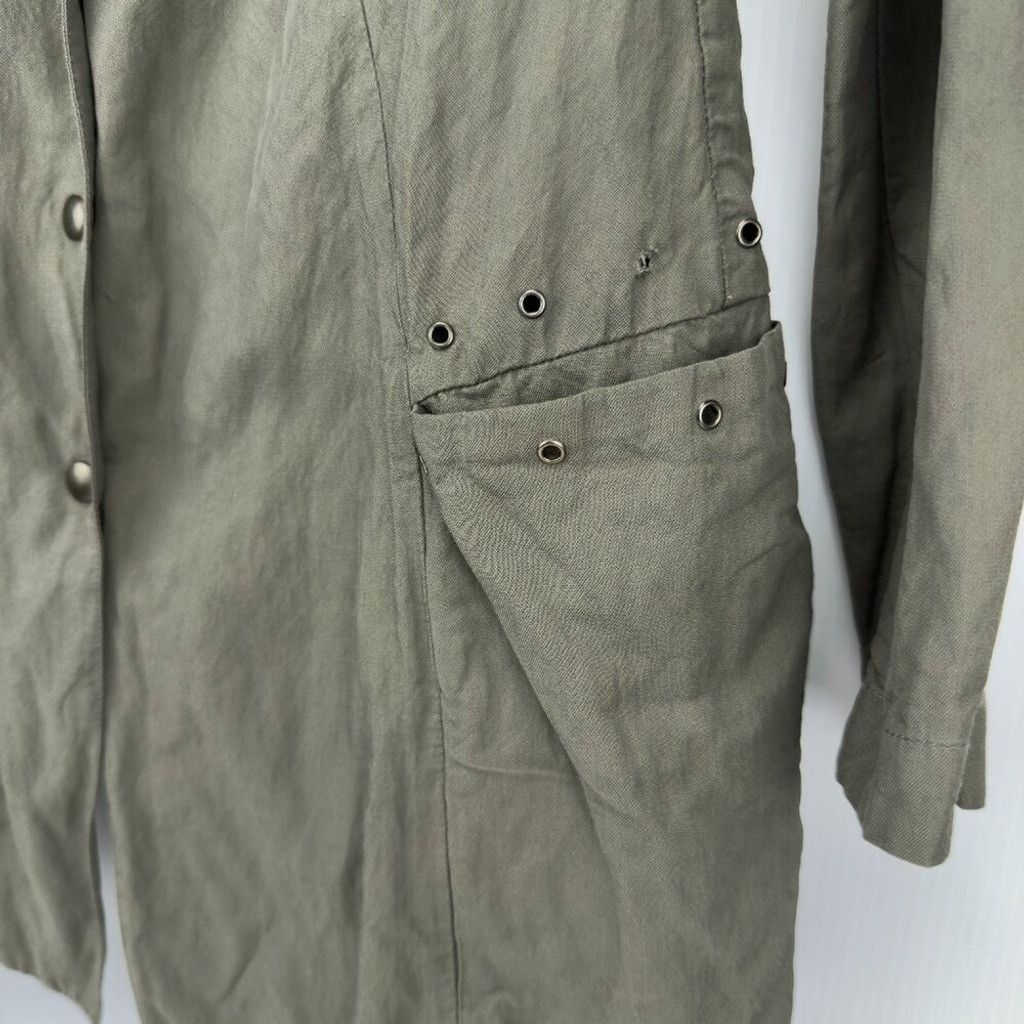 Sarah Pacini SARAH PACINI Button Down Eyelets Long Sleeve Green Coat FLAW Size S / US 4 / IT 40 - 9 Thumbnail