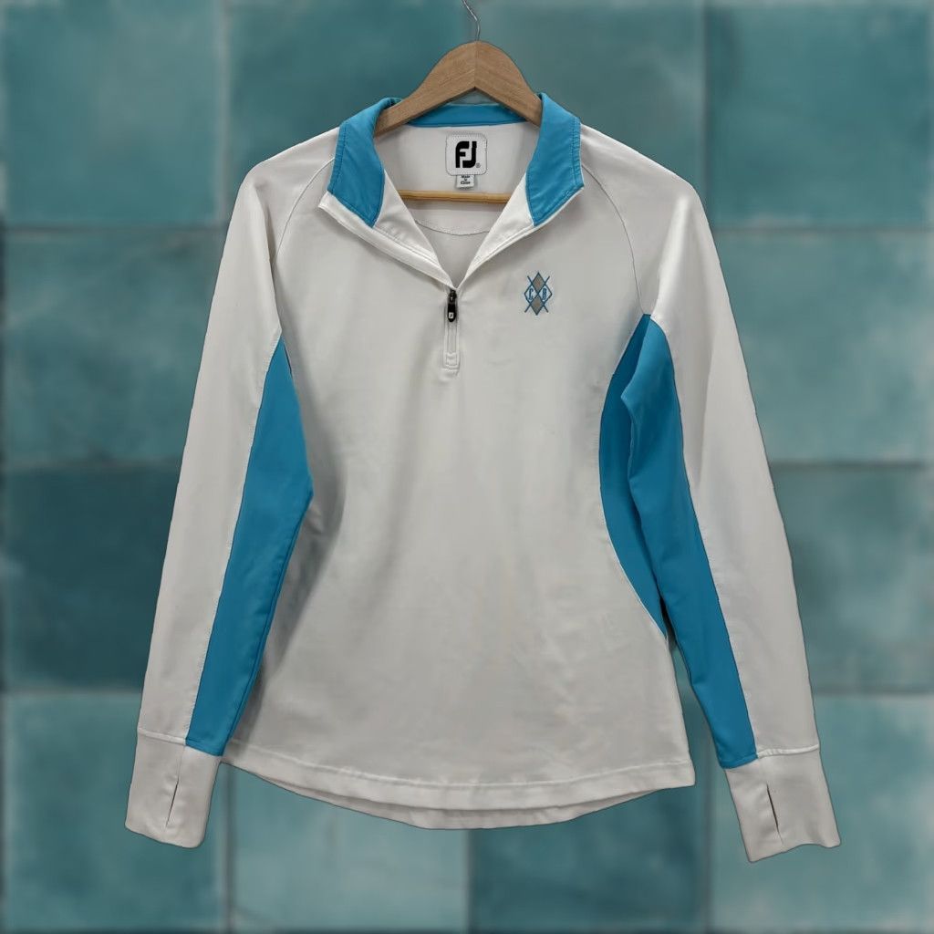 Footjoy FootJoy Pullover Womens Small White Colorblock 1/4 Zip Golf Top Stretch Knit Raglan Sleeve Womens Size S / US 4 / IT 40 - 1 Thumbnail