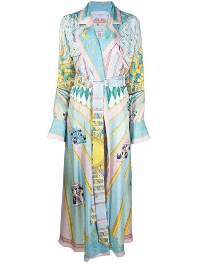 Casablanca o1mle1224 Printed Silk Twill Robe Dresse in Multicolor Size XS / US 0-2 / IT 36-38 - 2 Thumbnail