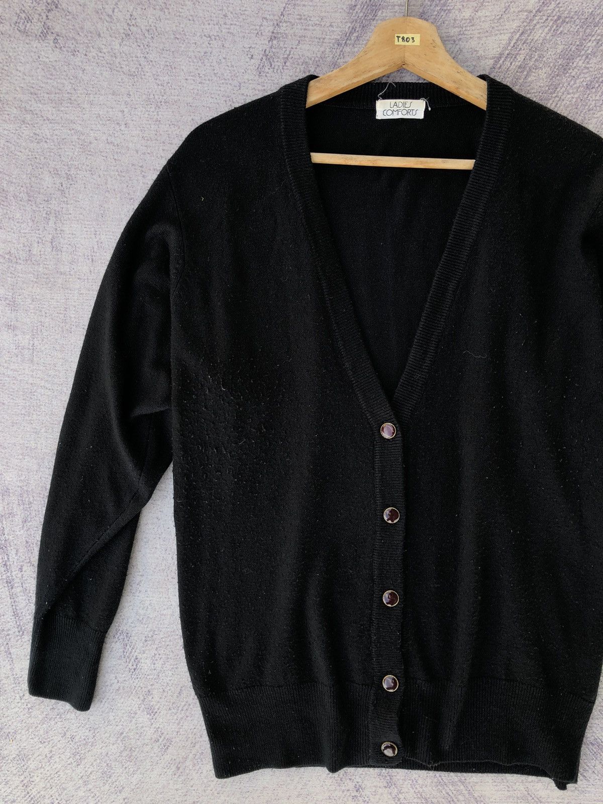 Other Black Cardigan V Neck Sweater Long Sleeve Pullover Size US L / EU 52-54 / 3 - 3 Thumbnail