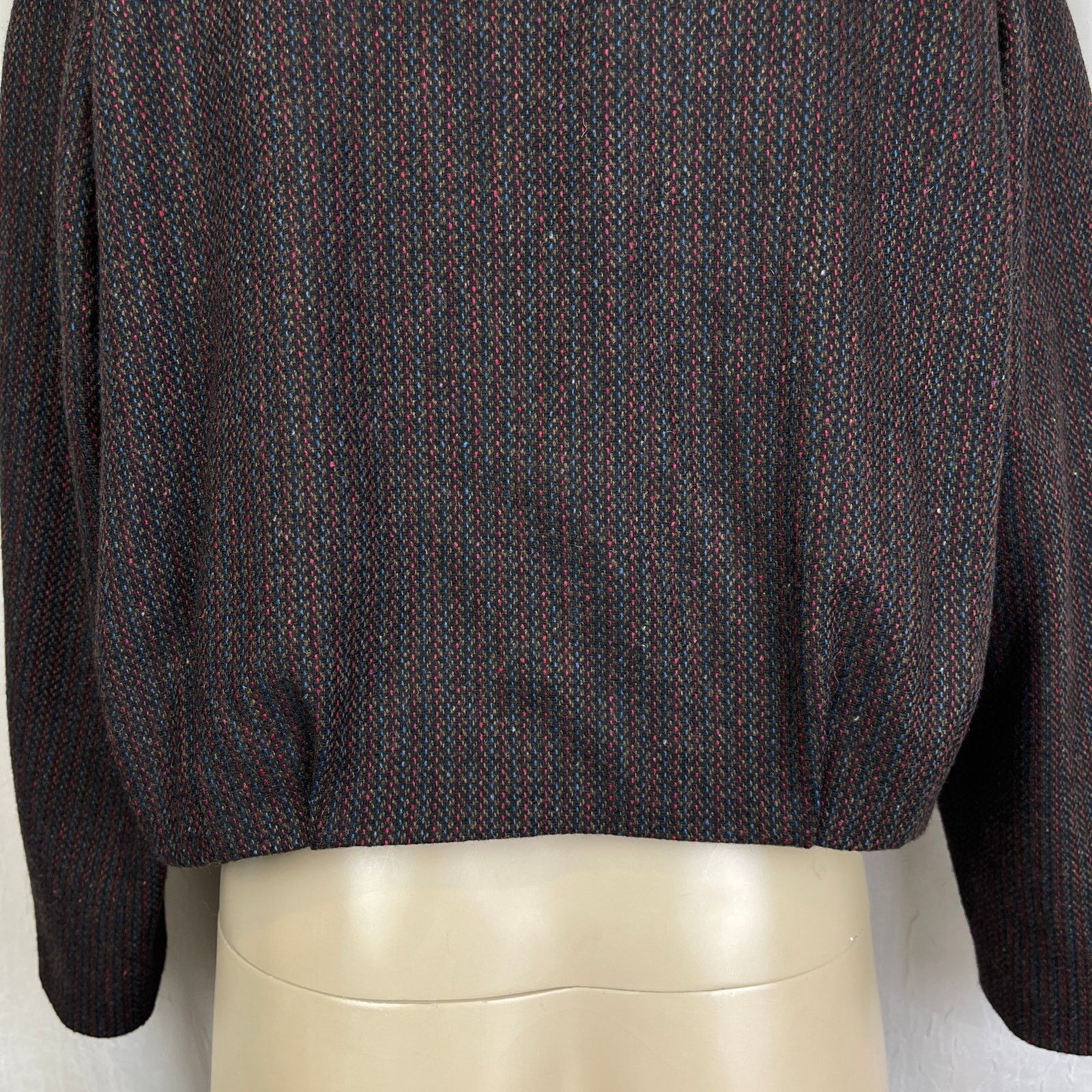 Vintage VTG Y2K Semantiks Cozy Tweed Jacket Brown Black Cottagecore Size M / US 6-8 / IT 42-44 - 10 Thumbnail