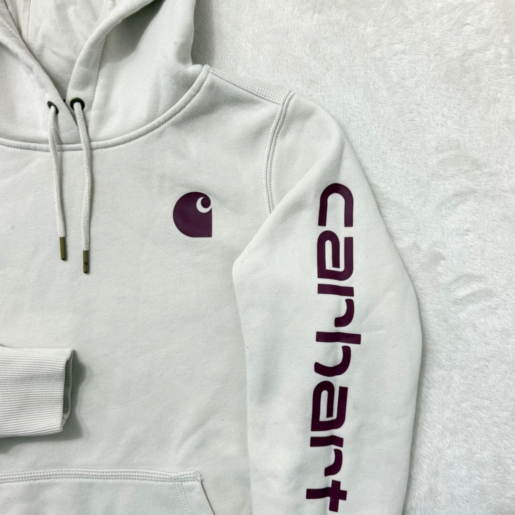 Carhartt VINTAGE Carhartt Sweater Hoodie Womens Medium White Relaxed Logo Sleeve Fleece Pullover Size M / US 6-8 / IT 42-44 - 3 Thumbnail