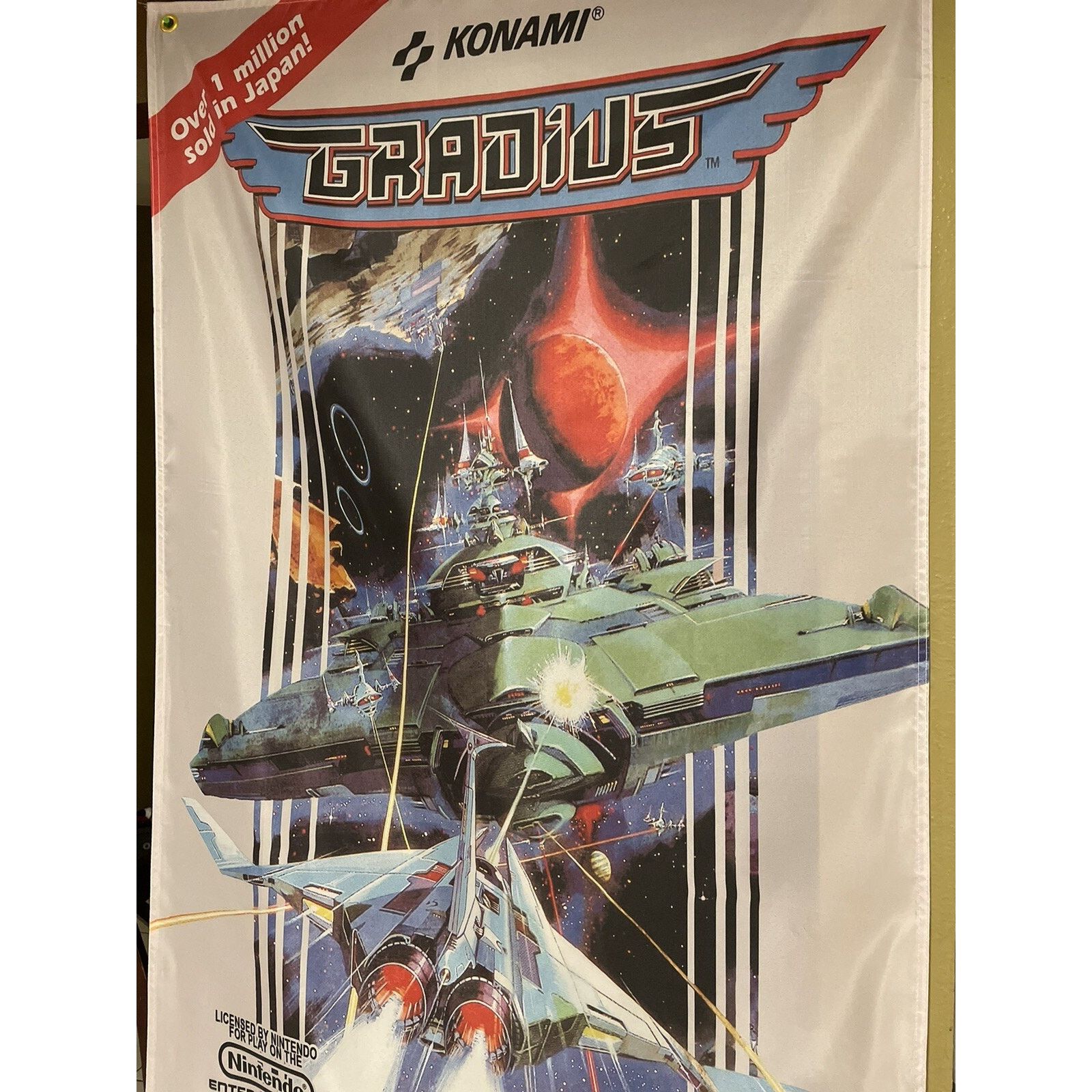 Nintendo Gradius Nintendo NES 5ft Box Art Flag 1986 Konami SHMUP Size ONE SIZE - 3 Thumbnail