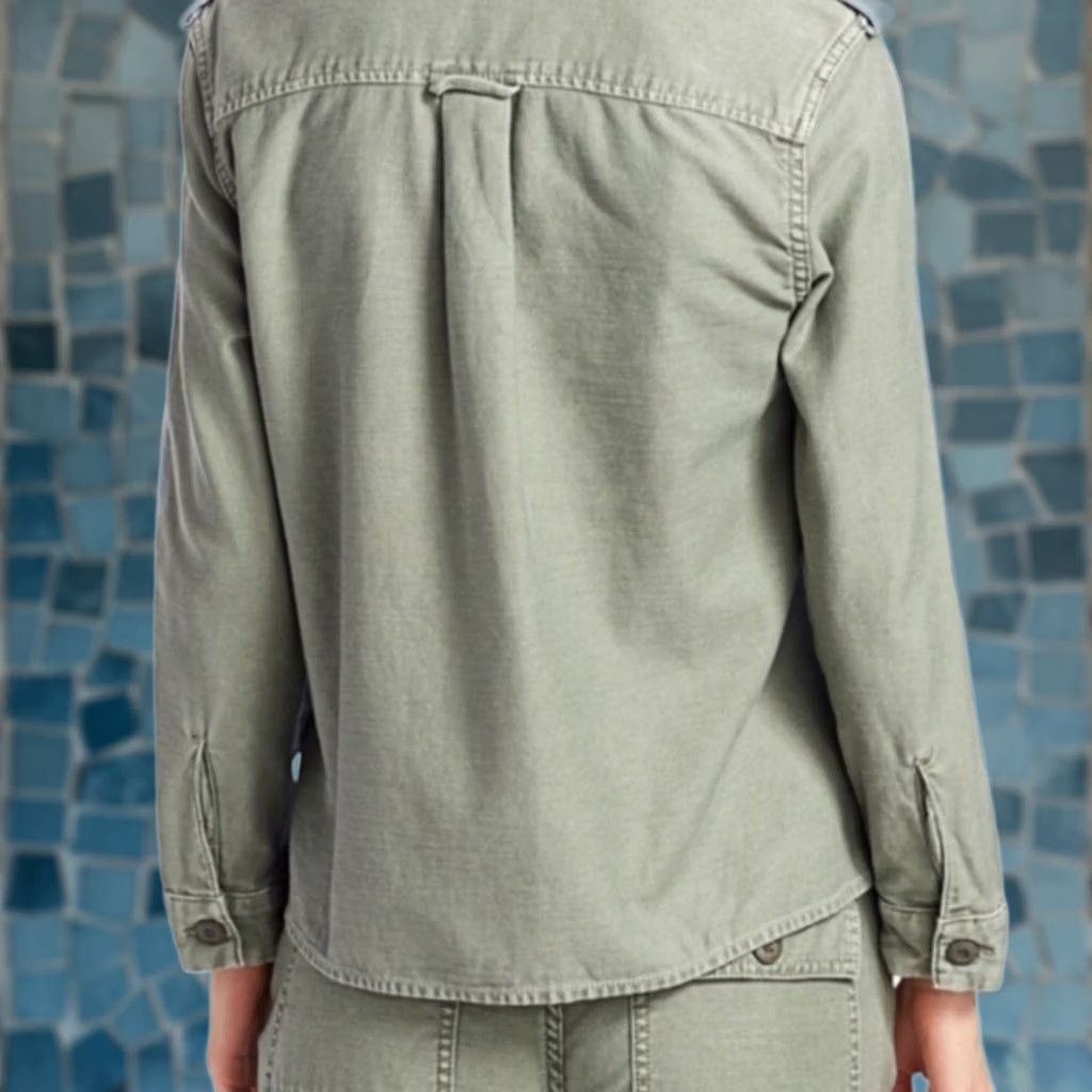 Frame FRAME Cargo Denim Blue/Green Shirt Jacket LSJKCMX207 Women's S Size S / US 4 / IT 40 - 1 Thumbnail