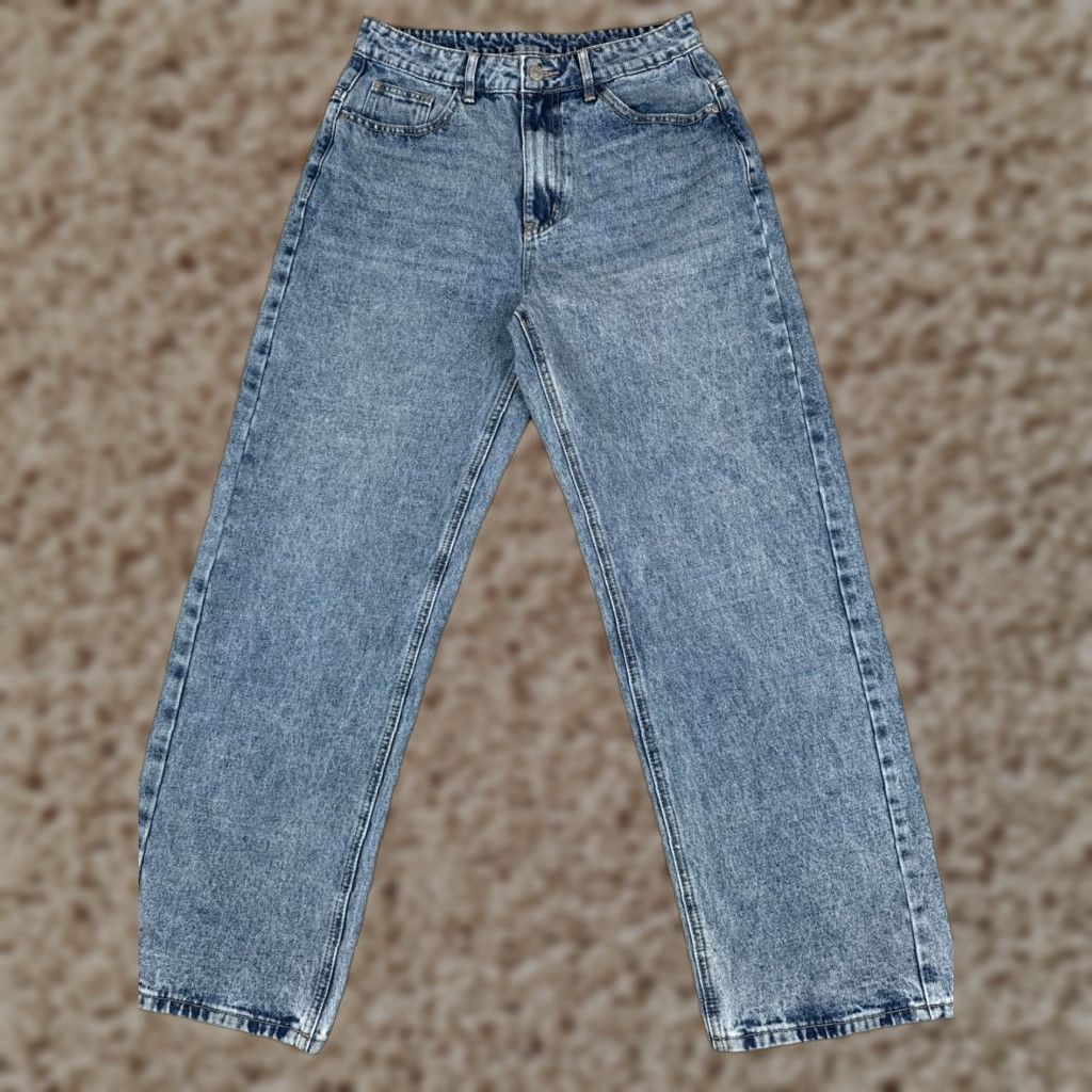 Shein SheIn Jeans Women 29x29 Blue Denim Wide-Leg High Rise 5-Pocket Button Zip Cotton Blend Retro 90s Womens Size 29" - 1 Thumbnail