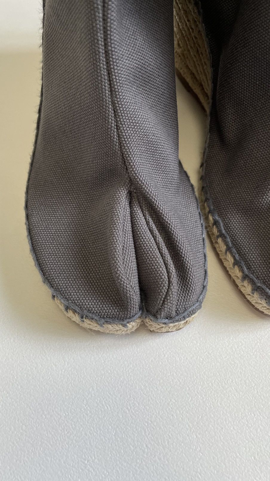 Maison Margiela Gray Canvas ‘Espadrille’ Tabi Boots Size US 7 / IT 37 - 7 Thumbnail