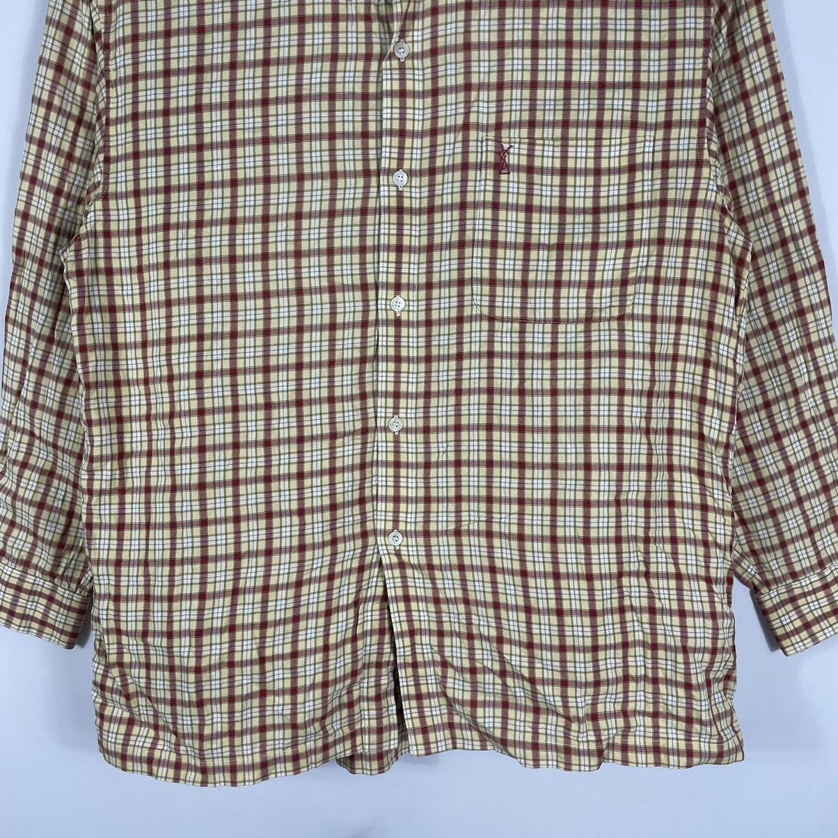 Yves Saint Laurent 🔥Rare🔥Yves Saint Lauren Pour Homme Checkerd Buttons Shirts Size US L / EU 52-54 / 3 - 3 Thumbnail