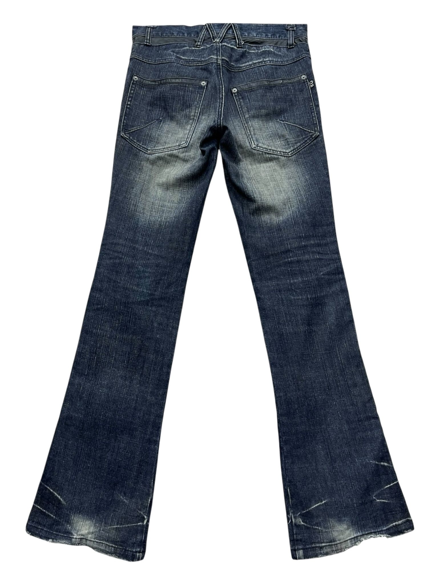 Morgan Homme 🔥VIntage MORGAN HOMME Side Seam Leather Mudwash Flare Denim Size US 30 / EU 46 - 2 Thumbnail