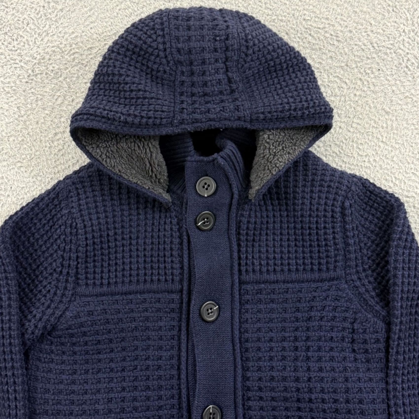 Vintage Emozioni Uomo Cardigan Sweater Mens Small Blue Hooded Button Nylon Wool Italy Size US S / EU 44-46 / 1 - 3 Thumbnail