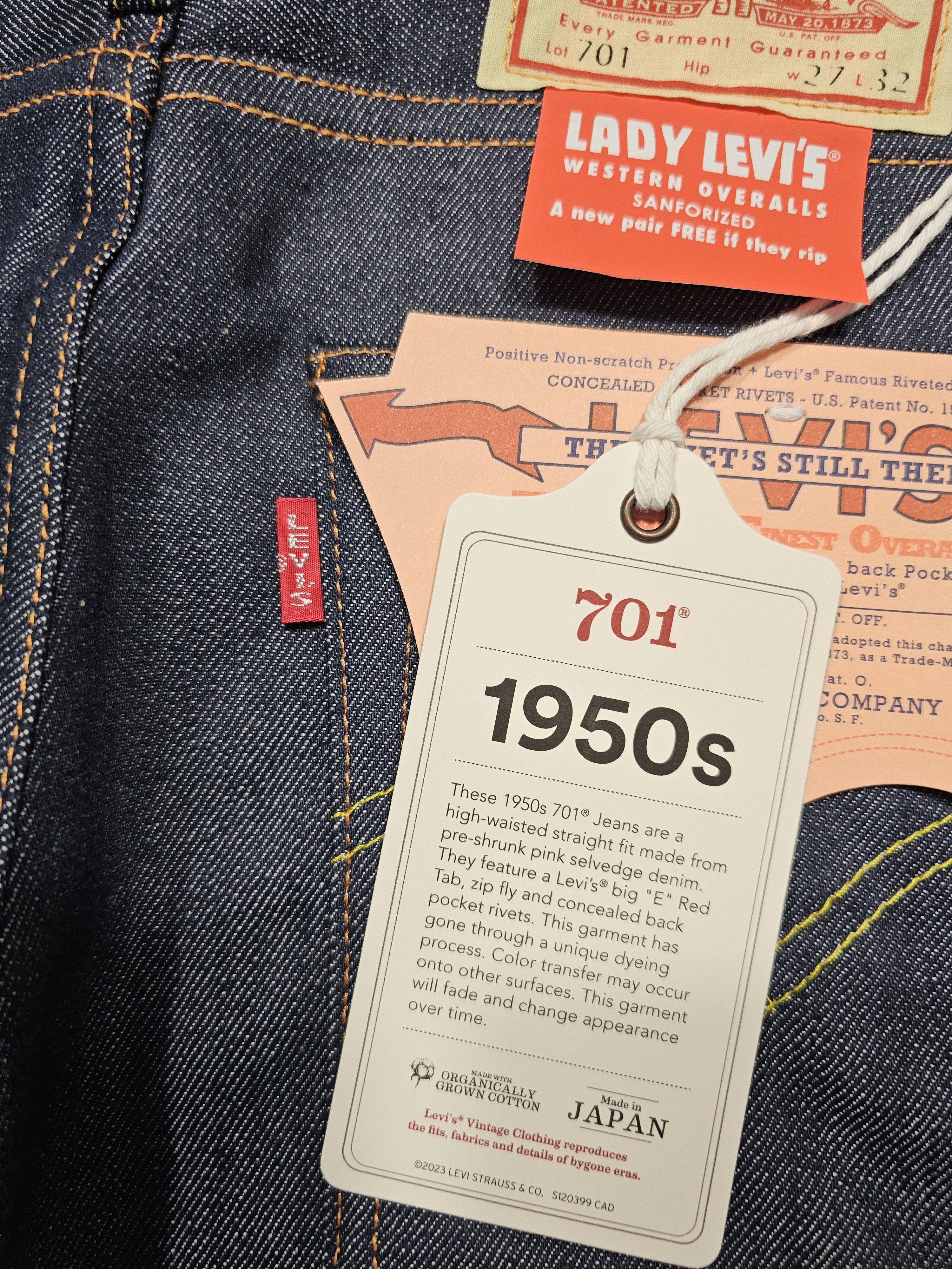 Levi's Vintage Clothing Levi's Vintage Clothing 1950's 701 Big E Selvedge Japan Made Size 27" / US 4 / IT 40 - 8 Thumbnail