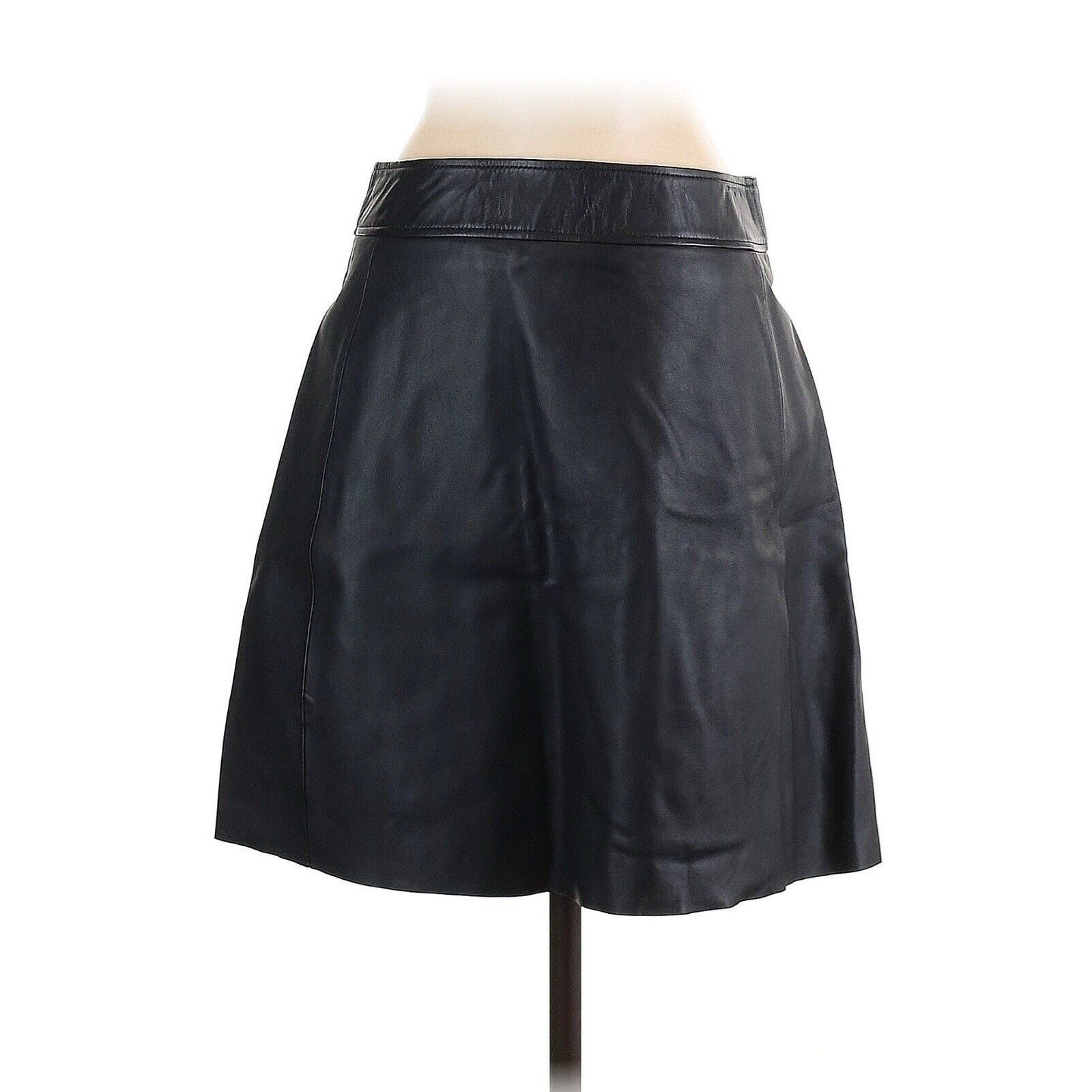 Massimo Dutti NWT Massimo Dutti Black Leather Mini Skirt Snap Buttons S Size 26" / US 2 / IT 38 - 2 Thumbnail