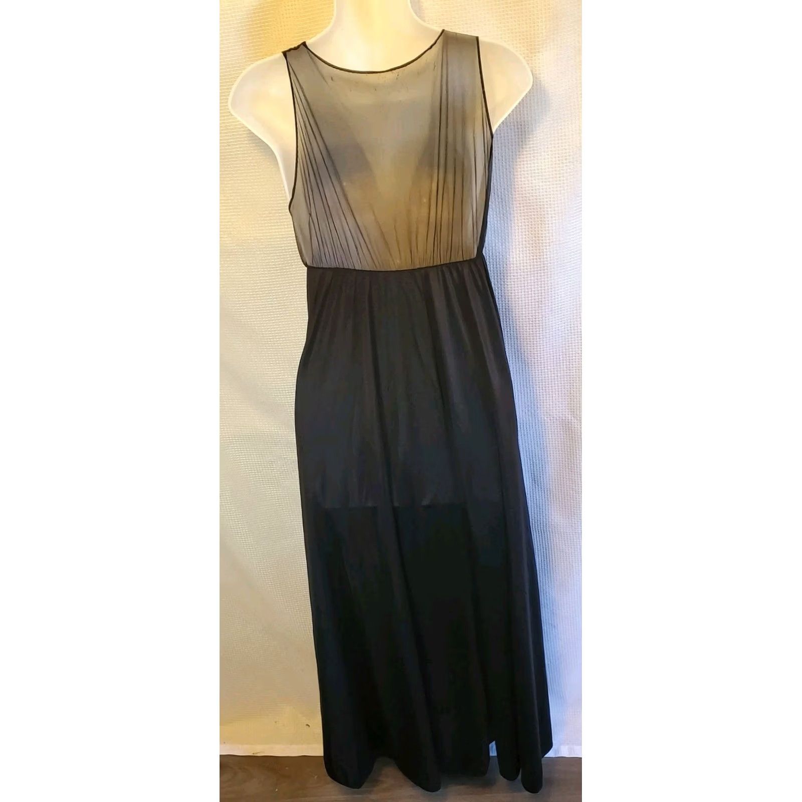 Vintage VINTAGE Maxi Sheer Black Slip Dress Sz S 70s V-Neck Pullover Party/Cocktail Womens Sexy Gothic USA 70s City Classic Tattoo Modern Design Size S / US 4 / IT 40 - 5 Thumbnail