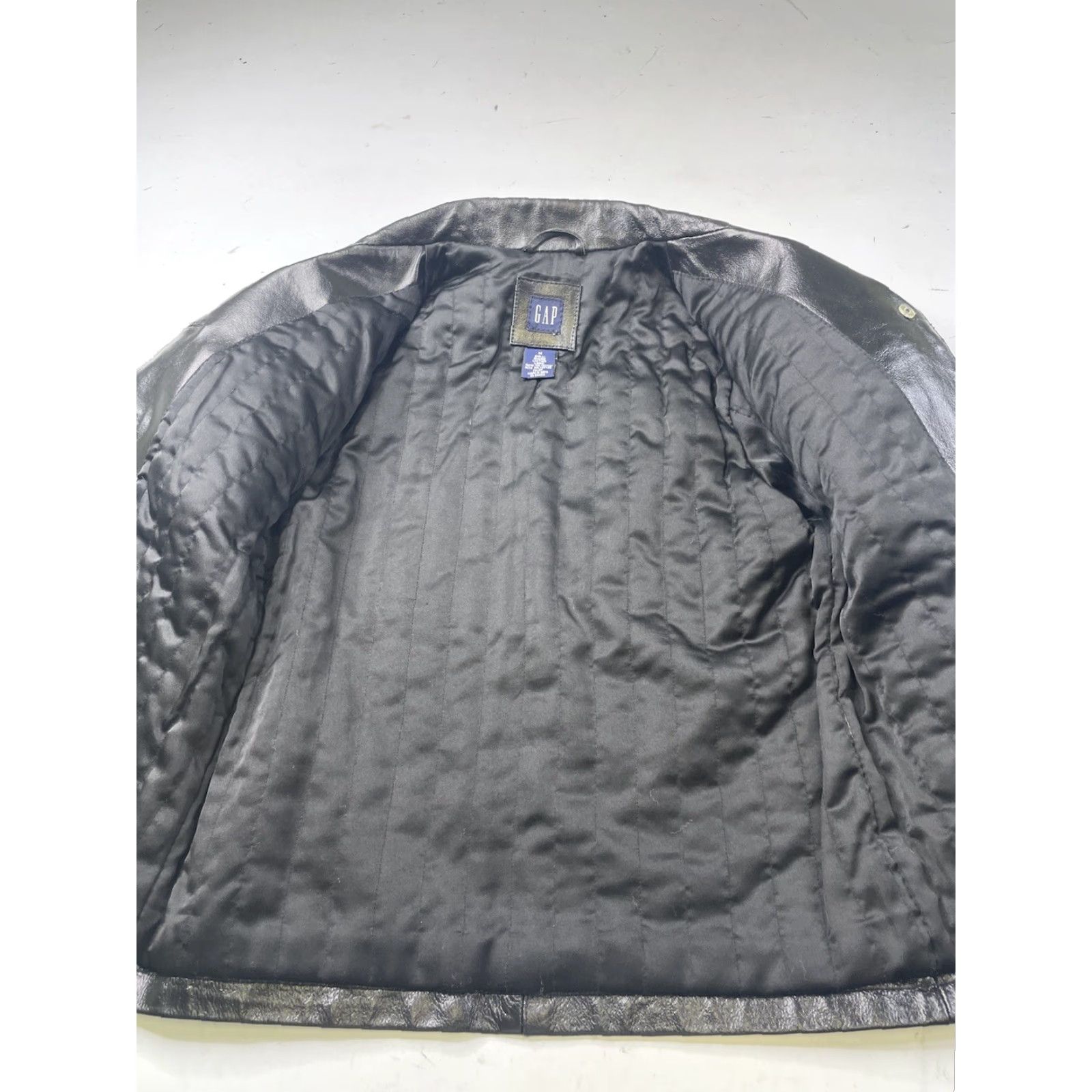 Gap VINTAGE Gap Jacket Women's M Black Leather Coat Blazer Button Up Grunge 90s City Classic College Punk Gothic Retro Rock Overcoat Short Jacket Size M / US 6-8 / IT 42-44 - 5 Thumbnail