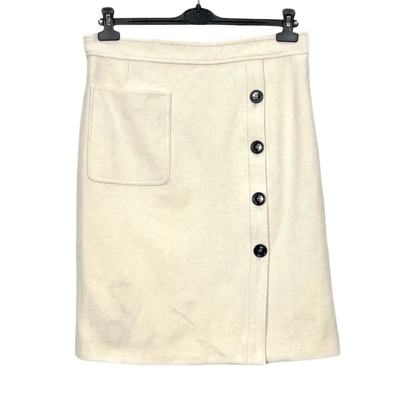 YSL Cream Cashmere A-Line Skirt 0089
