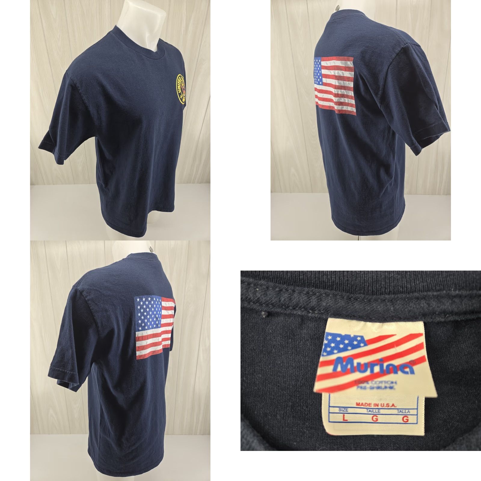Vintage VINTAGE United States Navy T-Shirt Men’s Sz L Blue American Flag Y2K Made In USA Shirt Mens Large Blue USA Flag Graphic Print Crew Neck Short Sleeve Size US L / EU 52-54 / 3 - 8 Thumbnail