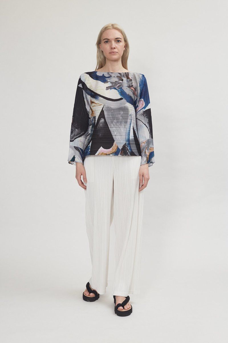 Issey Miyake o1mle0325 Pleats Please Musa Top in Multicolor Size L / US 10 / IT 46 - 1 Thumbnail