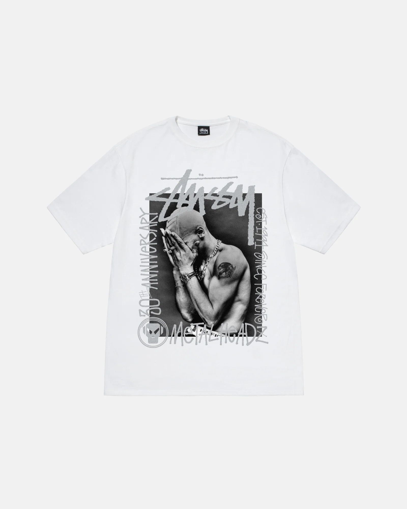 image of Stussy & Goldie Metalheadz 30 Tee - White, Men's (Size XL)