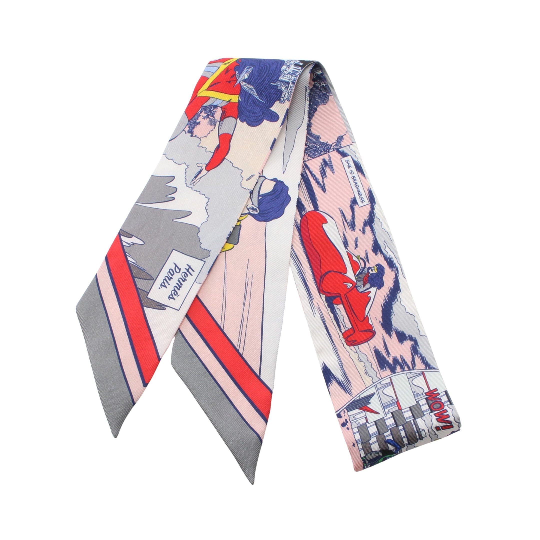 Hermes Hermes Twilly Wow Ribbon Scarf Silk White Multicolor Size ONE SIZE - 1 Thumbnail