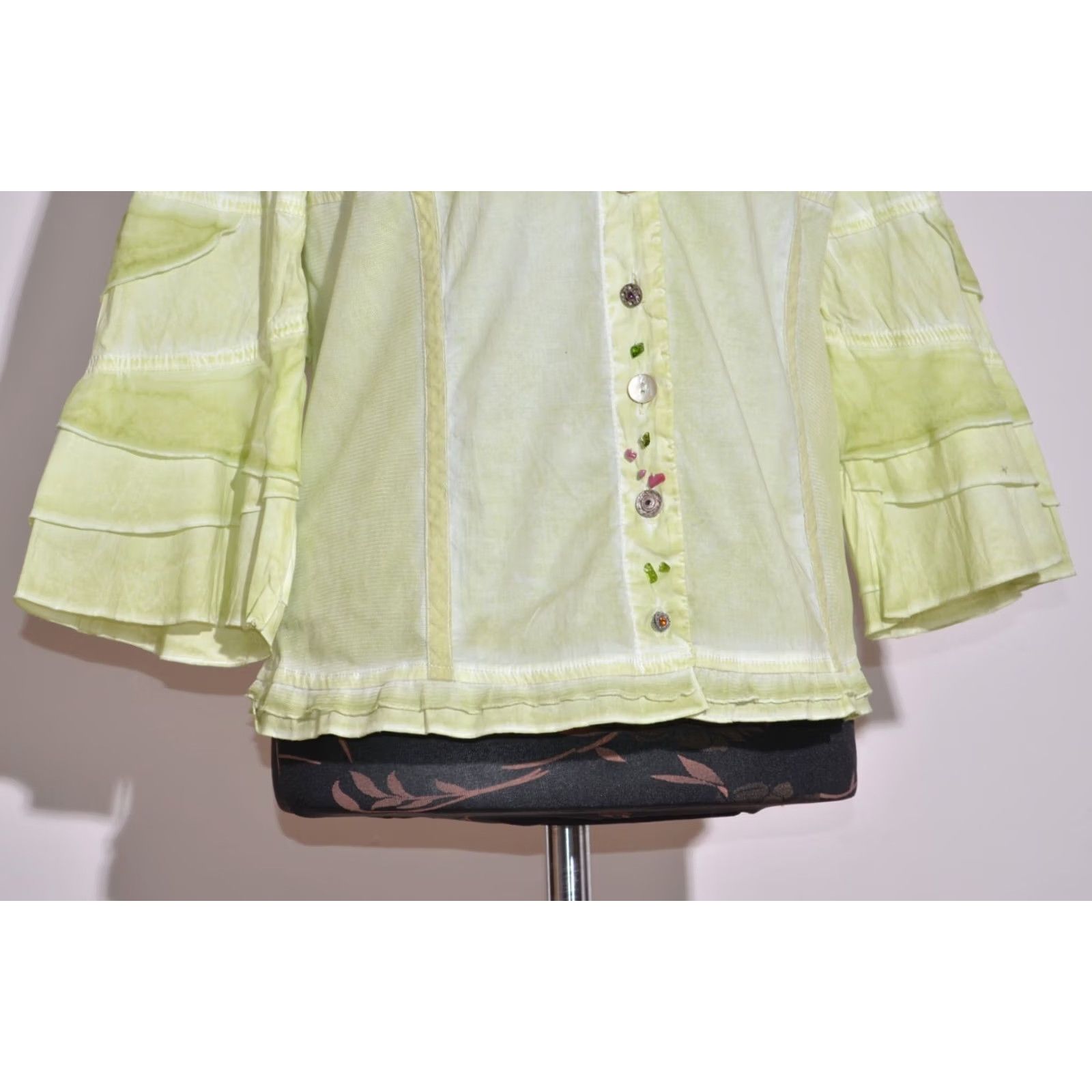 Vintage ELISA CAVALETTI Blouse Shirt Long Sleeve Stretch Button XL Green Womens Size XL / US 12-14 / IT 48-50 - 4 Thumbnail