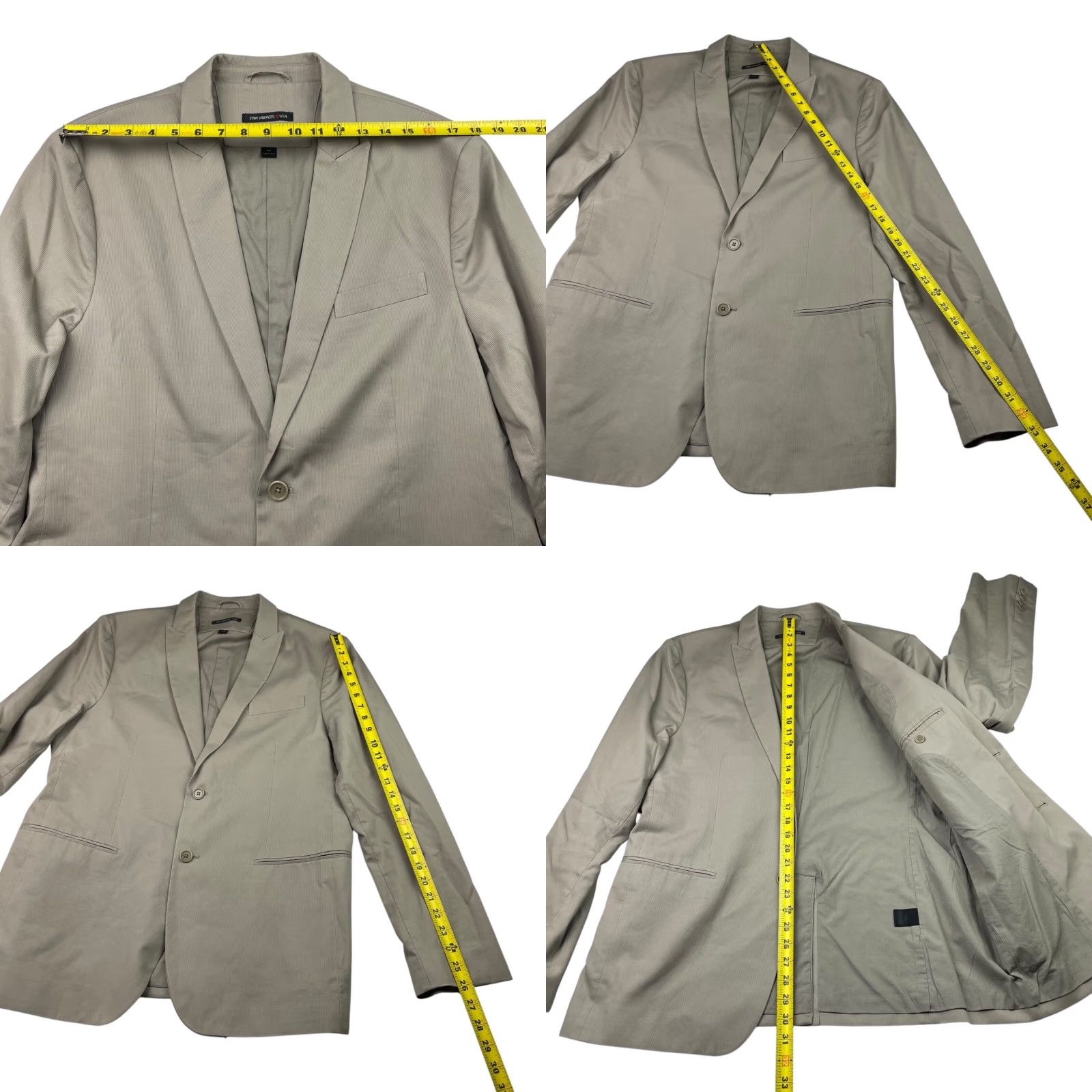 John Varvatos John Varvatos Men's Blazer Jacket 2-Button Single-Breasted Khaki/Tan 44R 100% Cotton Beige Size 44R - 8 Thumbnail