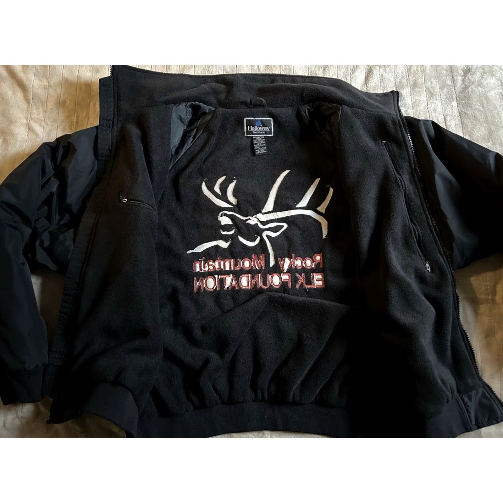 Vintage VINTAGE Rocky Mountain Elk Foundation Embroidered Black Bomber Jacket Mens XL Double Sided Size US XL / EU 56 / 4 - 5 Thumbnail